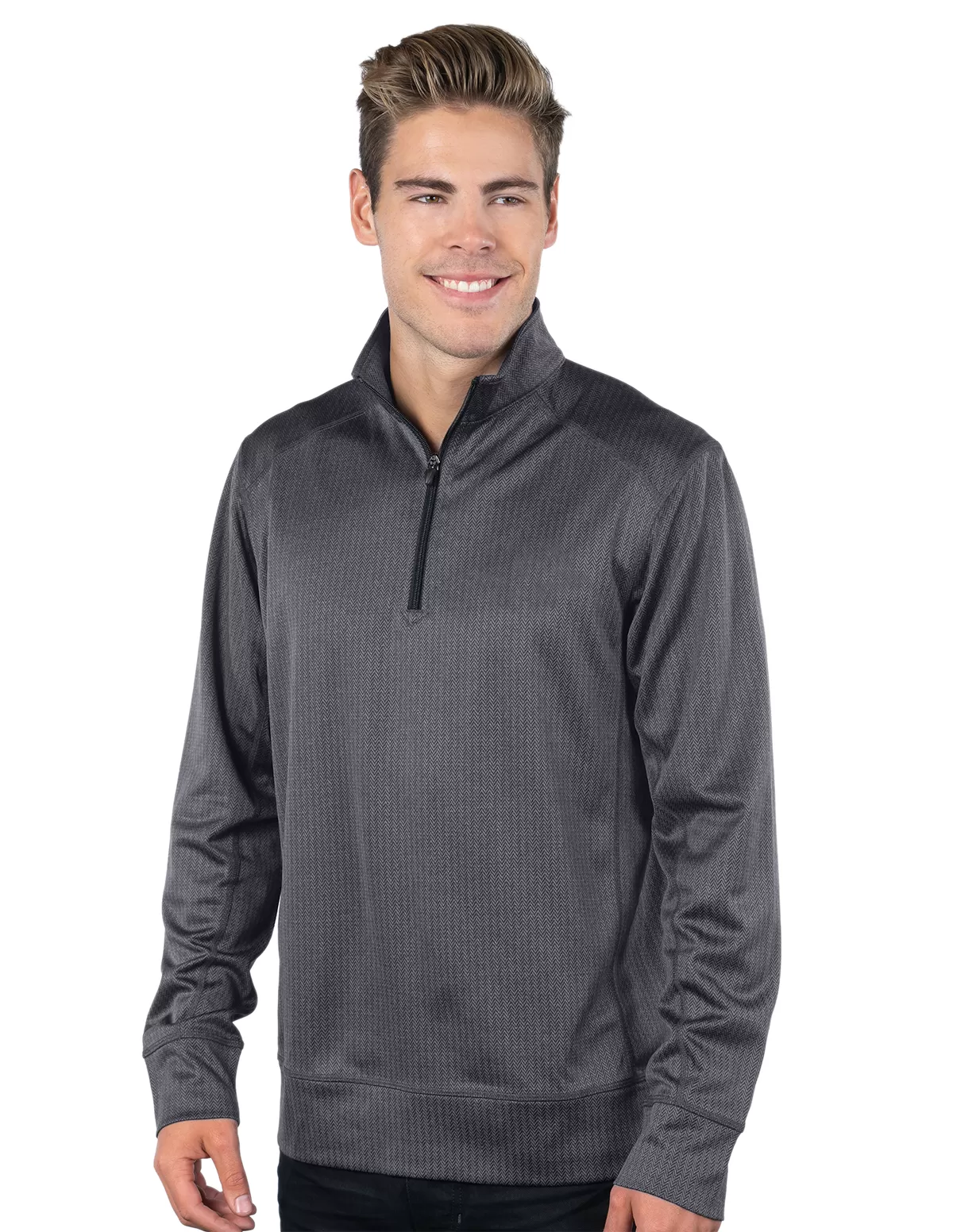 Tri Mountain K527 Harris Men'S Herringbone Quarter-Zip Pullover