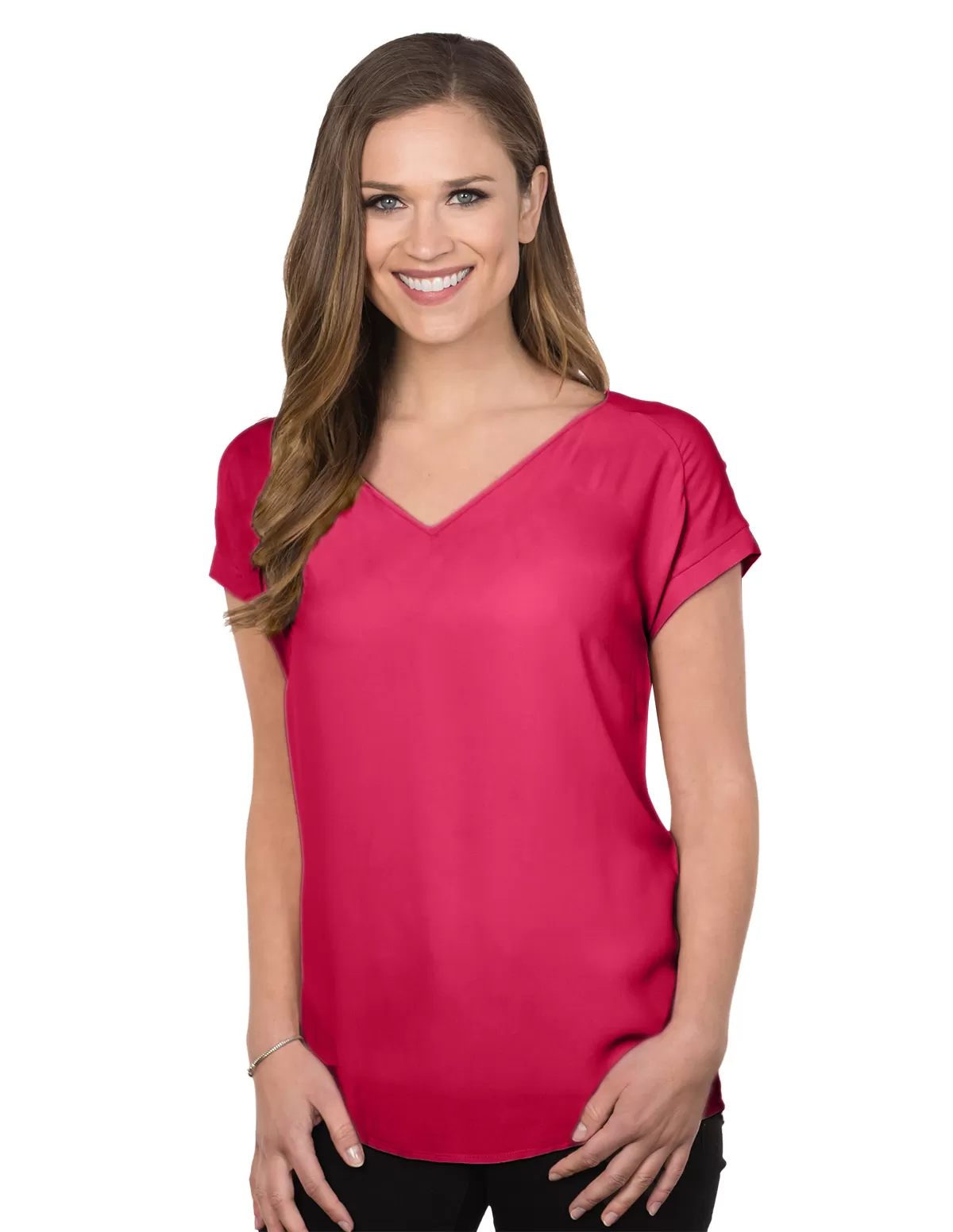 Tri Mountain Lb728 Giselle Women'S Short Sleeve V-Neck Blouse