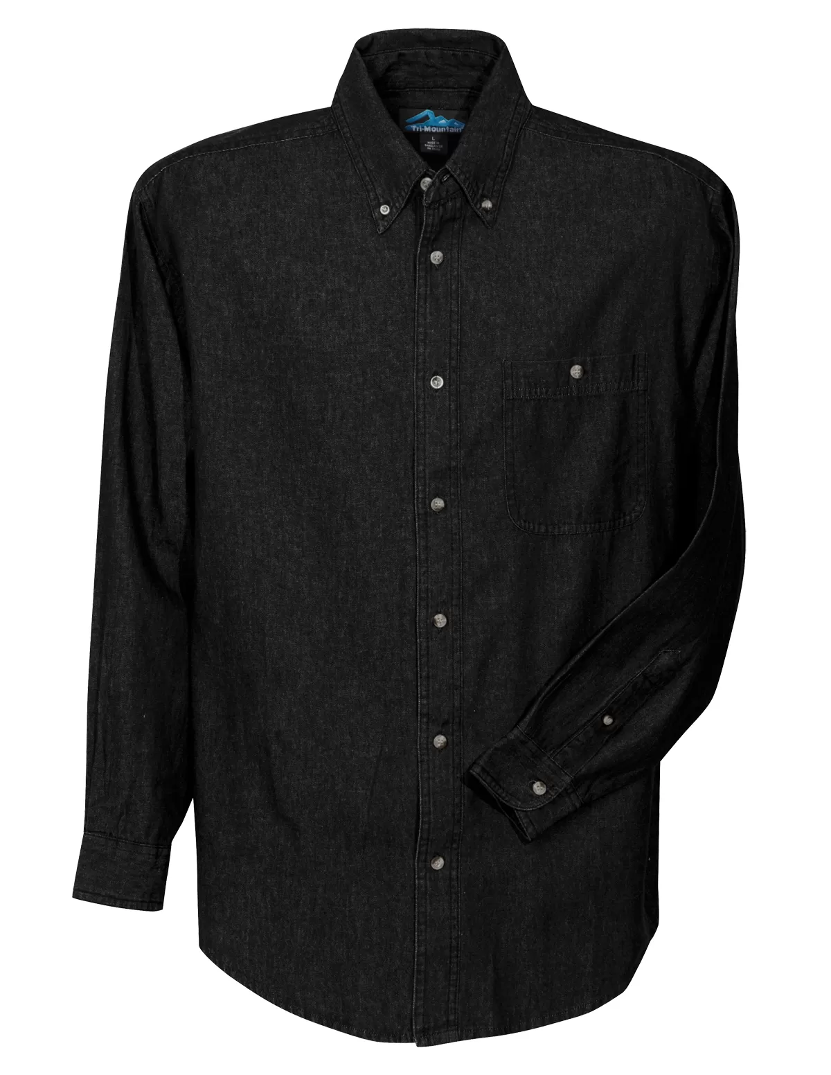 Tri Mountain 829 Pioneer Men'S Denim Long Sleeve Shirt