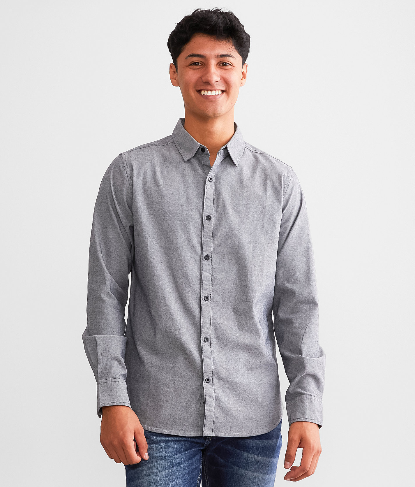 Departwest Solid Oxford Stretch Shirt - Men's Shirts in Charcoal