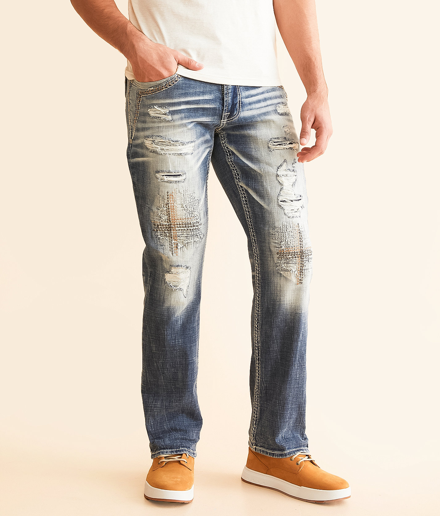 Salvage Mayhem Straight Stretch Jean - Men's Jeans in Wheat Wine