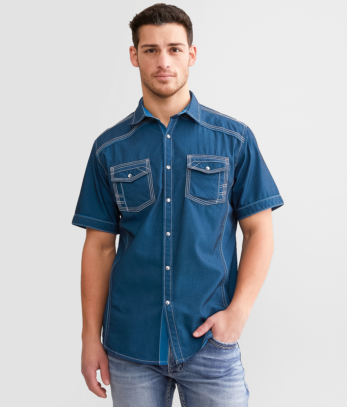 BKE Solid Athletic Shirt - Men's Shirts in Blue
