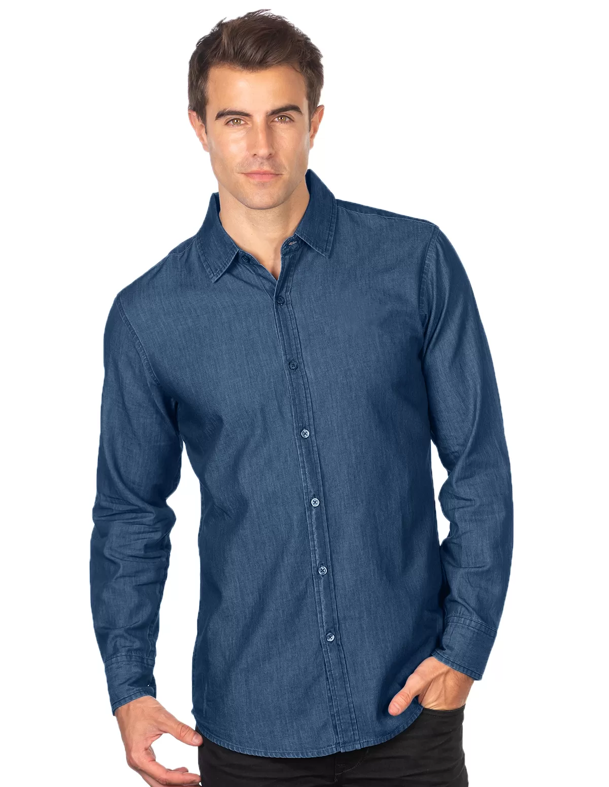 Tri Mountain W825 Dylan Men'S Long Sleeve Denim Shirt