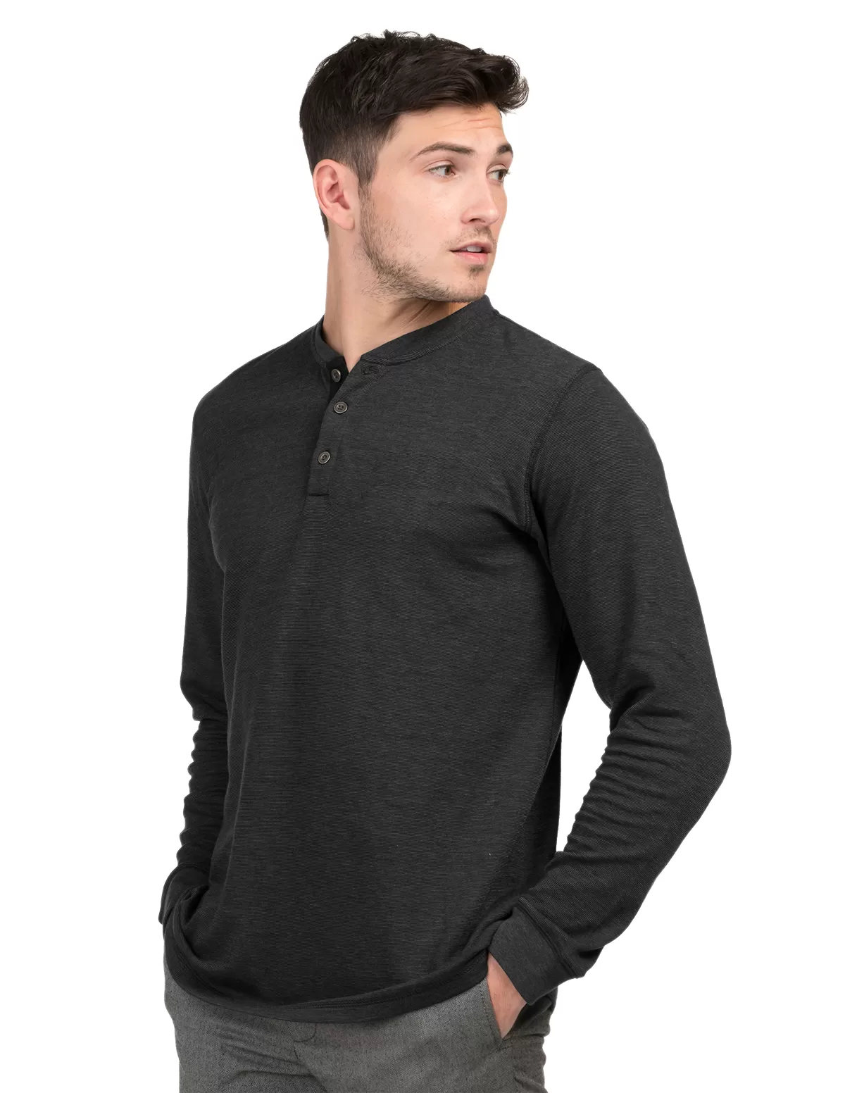 Tri Mountain K516 Heath Men'S Mini Stripe Long Sleeve Shirt