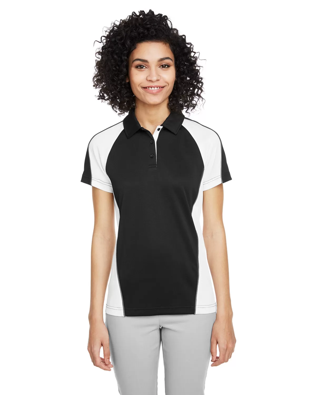 Harriton M385W Ladies' Advantage Snag Protection Plus IL Colorblock Polo