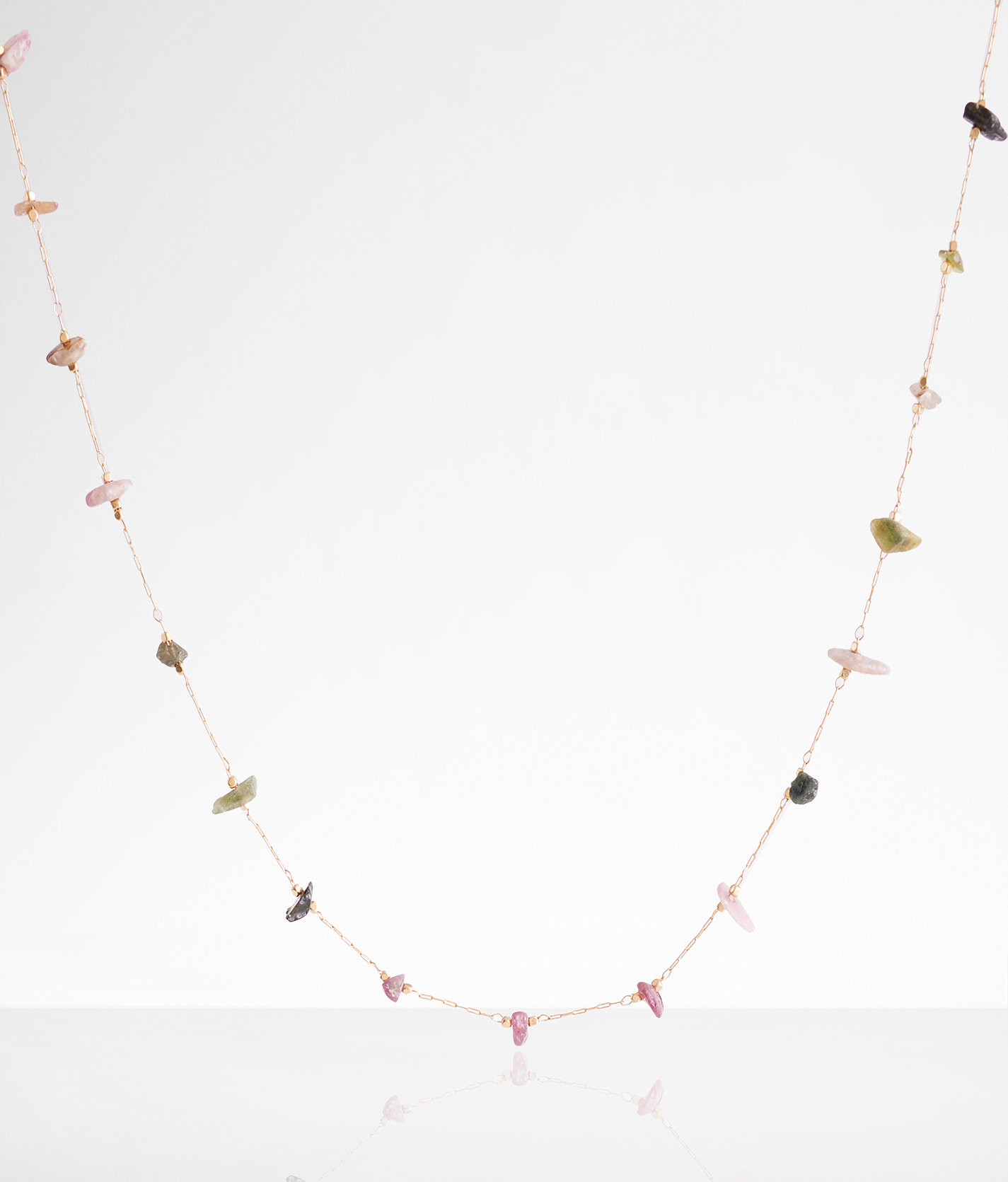 boutique by BKE Stone Chip Necklace - Women's Jewelry in Gold Green Multi