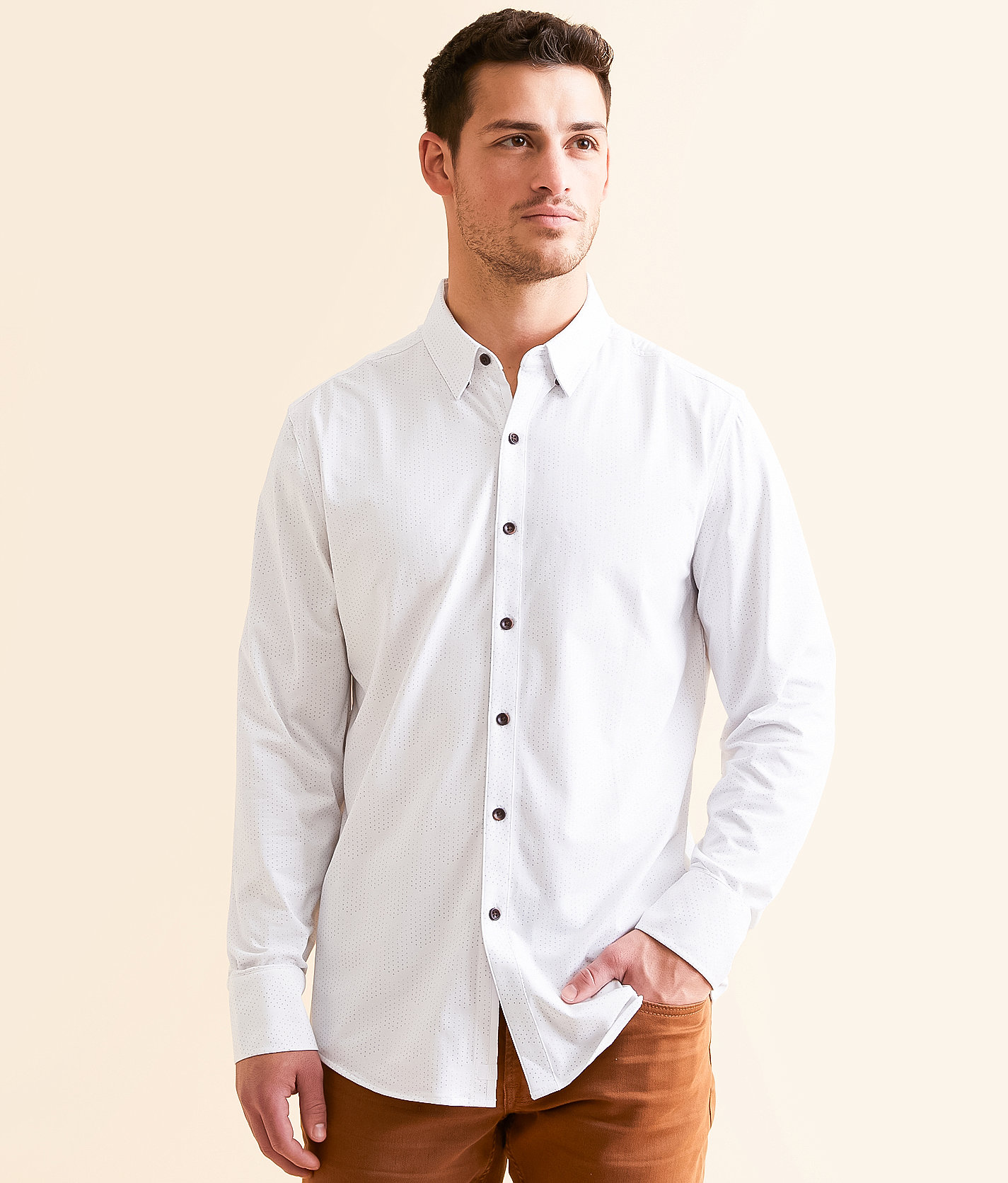 J.B. Holt Polka Dot Athletic Performance Stretch Shirt - Men's Shirts in White