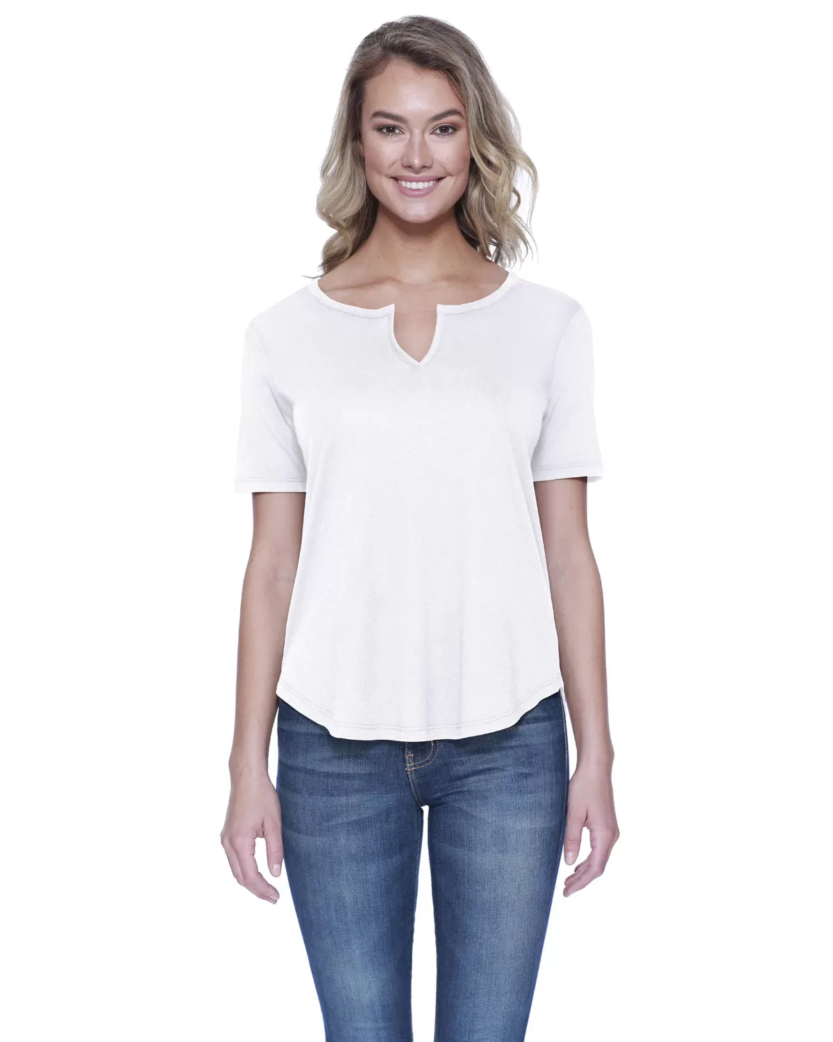 StarTee Drop Ship ST1822 Ladies' Cotton/Modal Slit V-Neck T Shirt