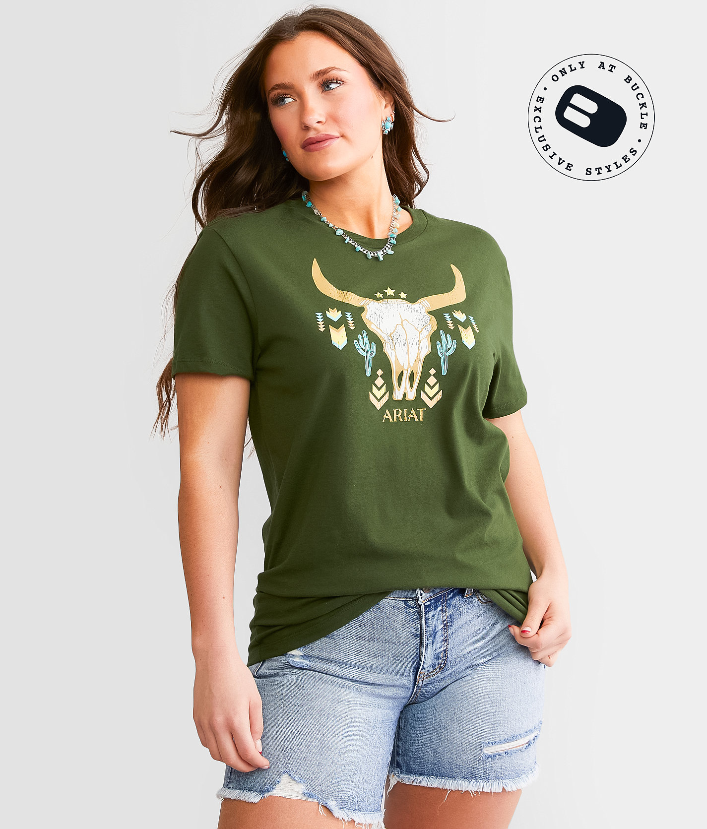 Ariat Stitch Steer T-Shirt - Women's T-Shirts in Evergreen