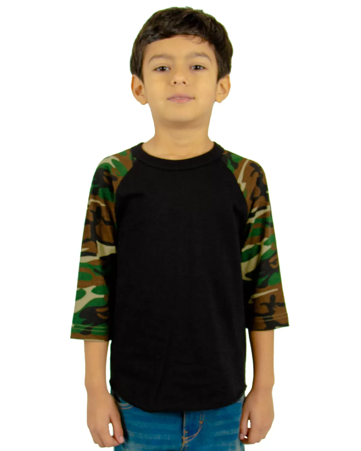 Shaka Wear Drop Ship SHRAGCY Youth 6 oz., 3/4-Sleeve Camo Raglan T-Shirt
