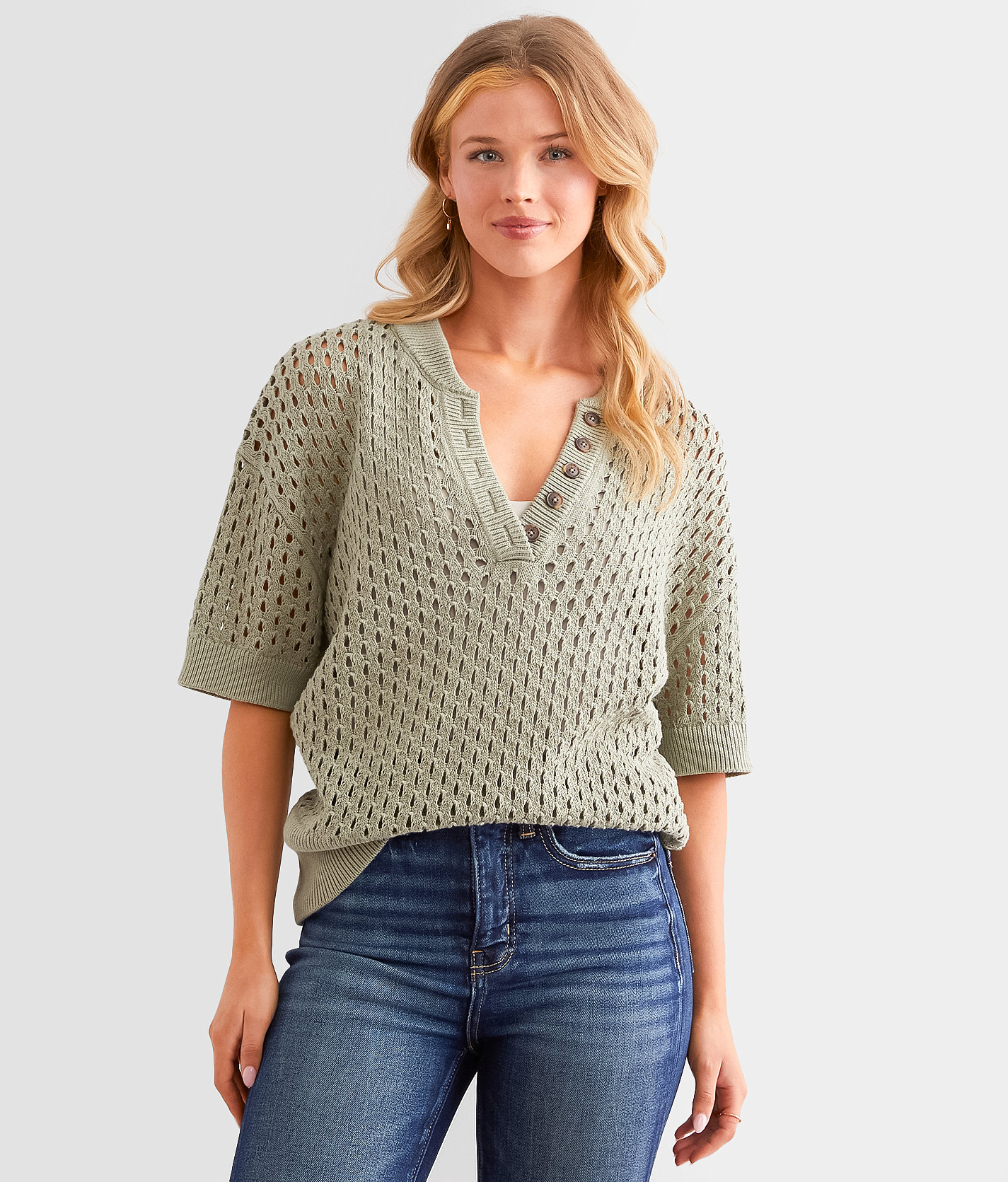 Varley Eaton Henley Sweater - Women's Sweaters in Seagrass