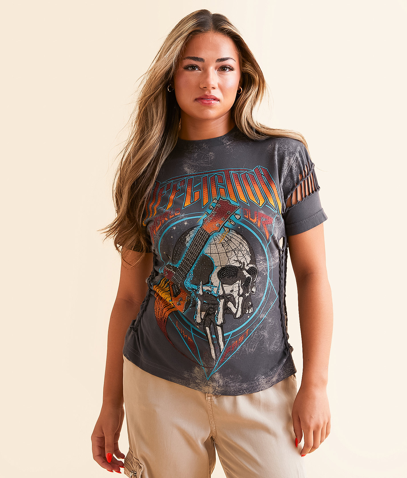 Affliction Global Rock T-Shirt - Women's T-Shirts in Catalina Wash