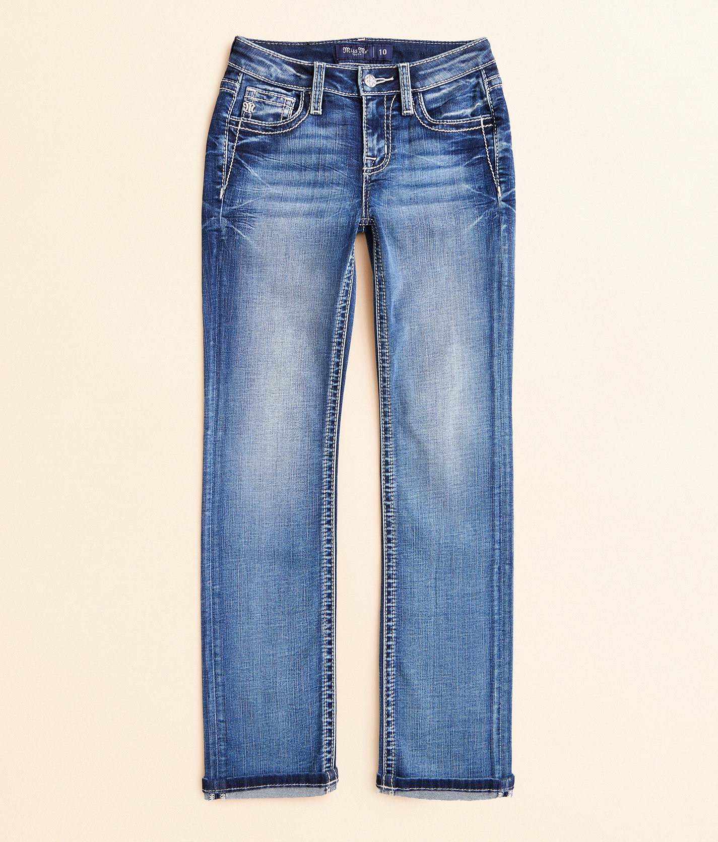 Girls - Miss Me Mid-Rise Straight Stretch Cuffed Jean - Girl's Jeans in M759