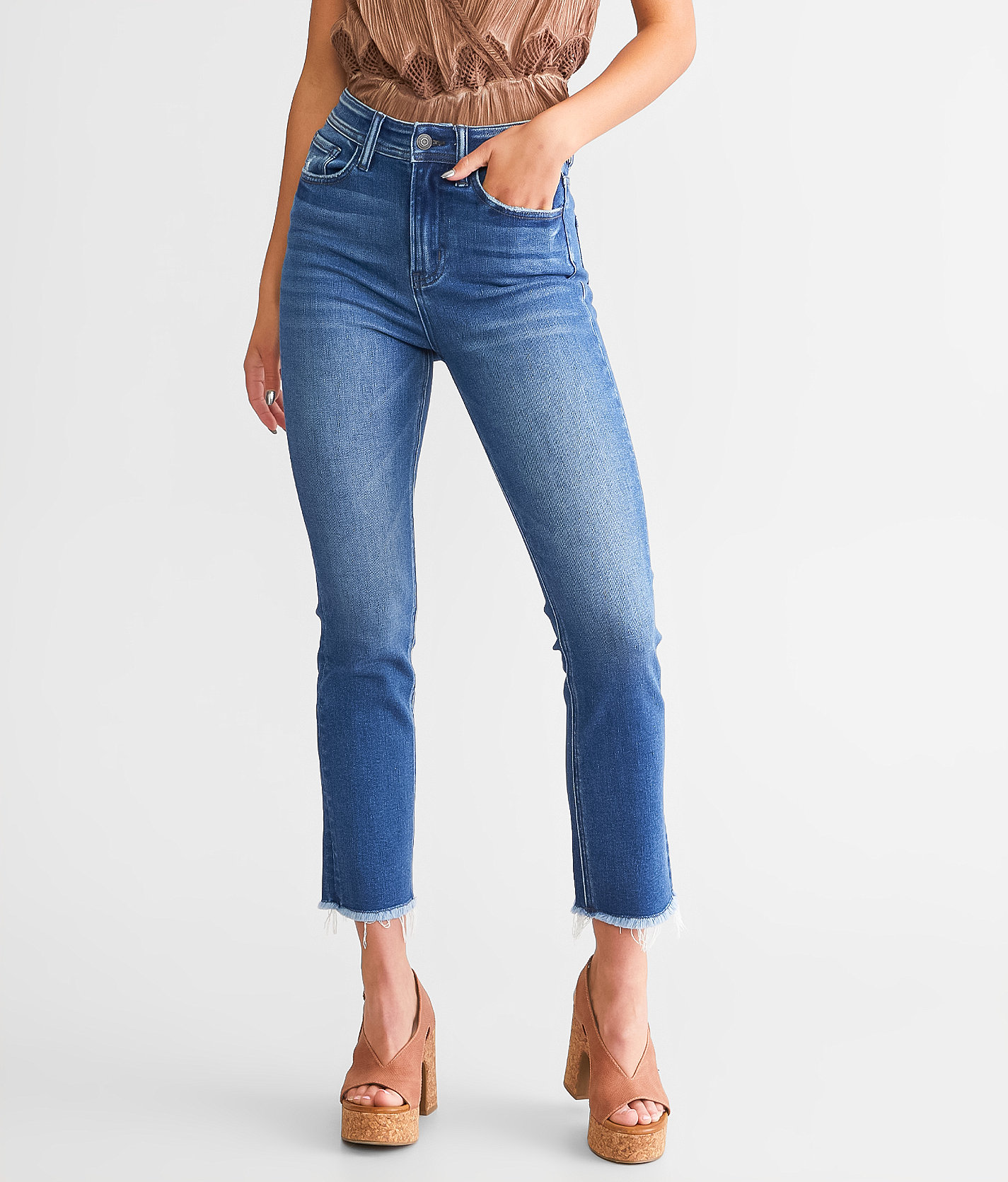 Flying Monkey High Rise Cropped Straight Stretch Jean - Women's Jeans in A Little Closer