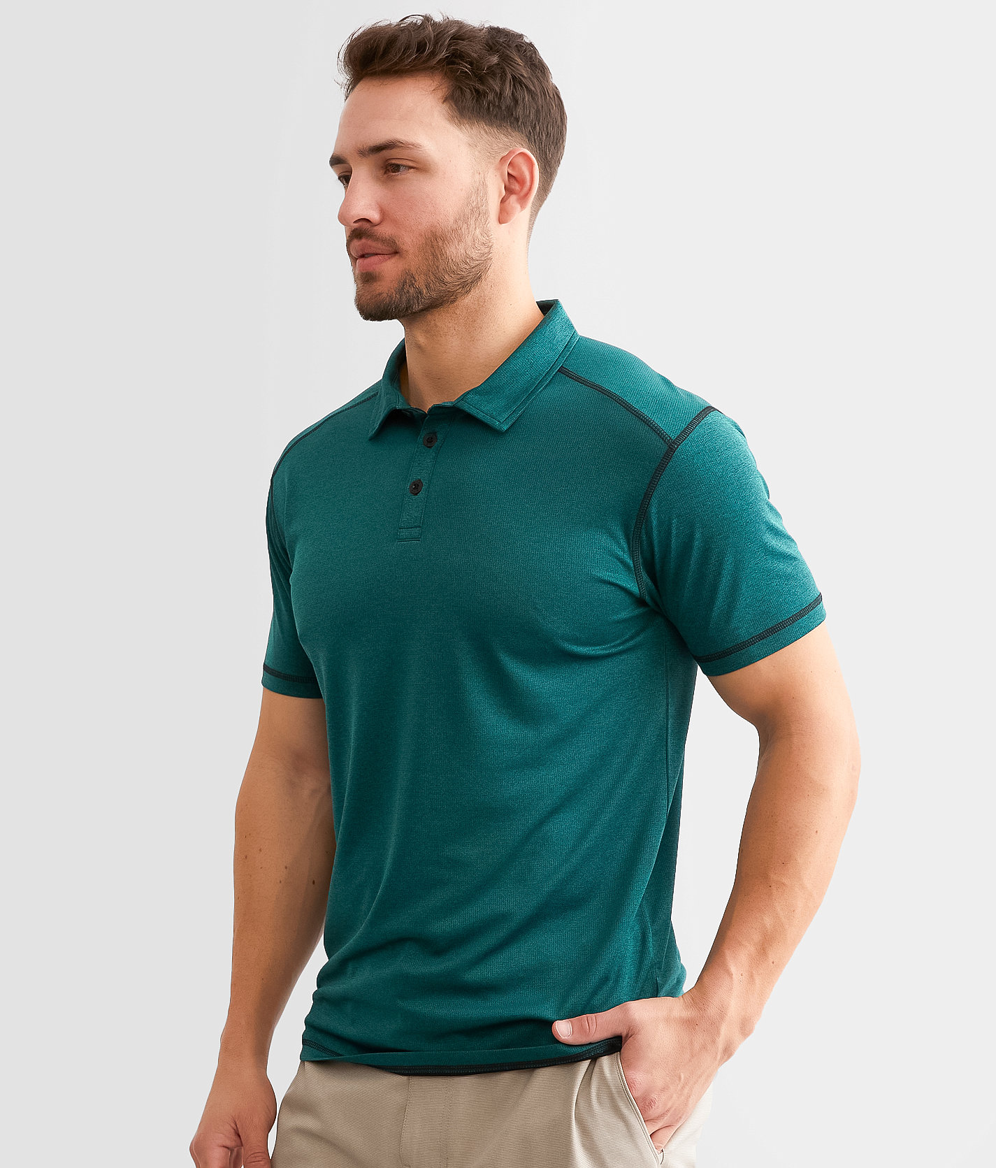 BKE Marled Performance Polo - Men's Polos in Green