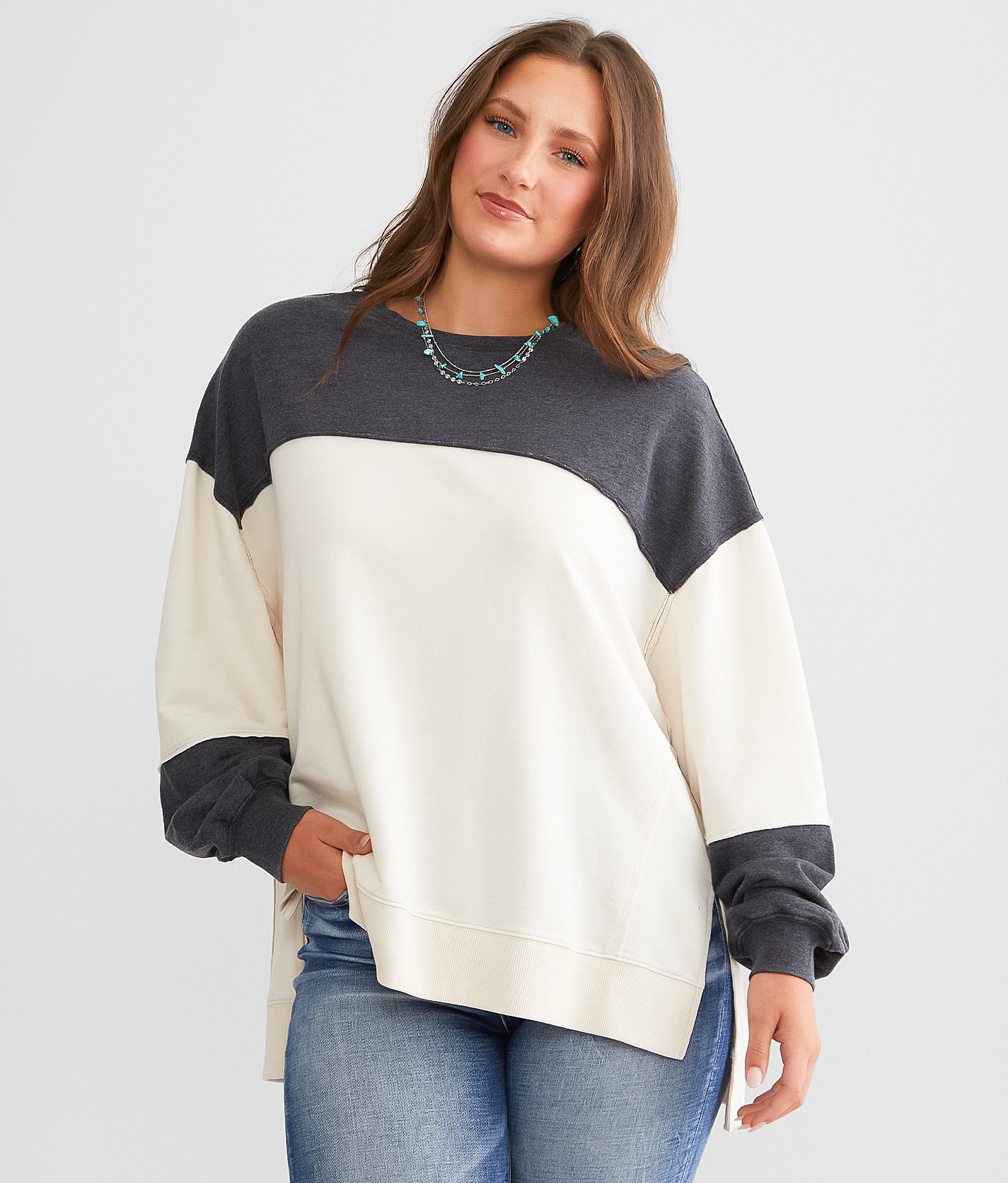 White Crow Harley Color Block Pullover - Women's Sweatshirts in Black