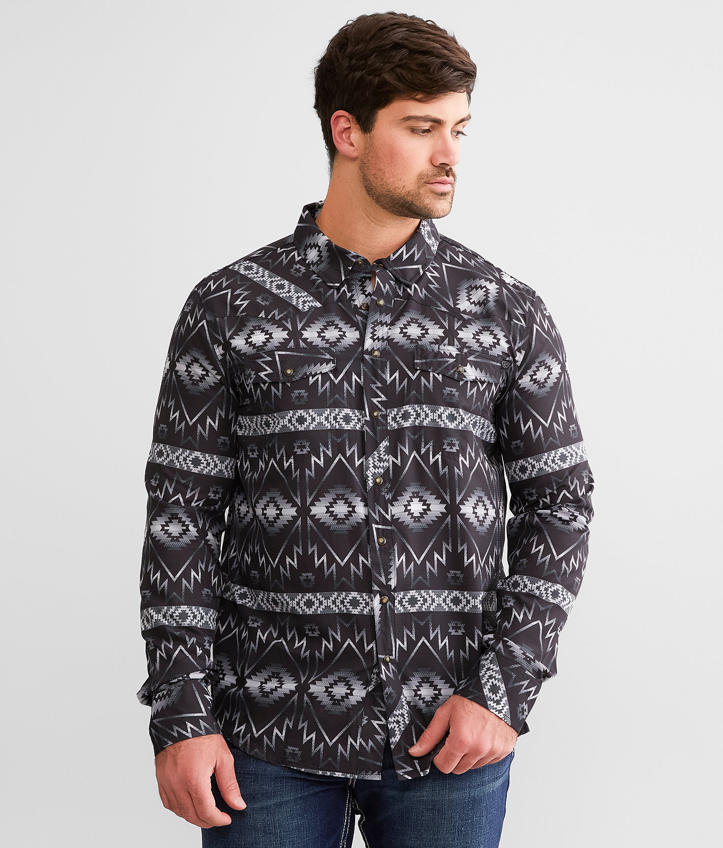 Rock & Roll Denim Southwestern Stretch Shirt - Men's Shirts in Black