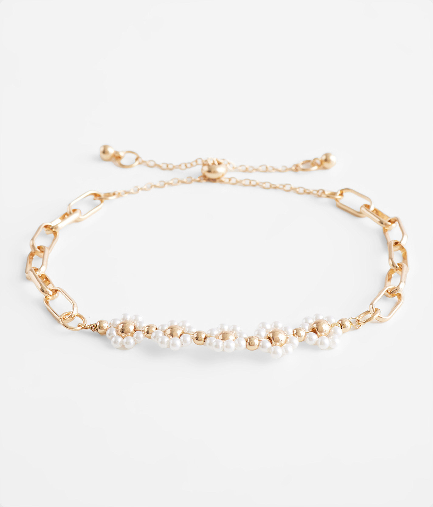 BKE Faux Pearl Flower Bracelet - Women's Jewelry in Gold
