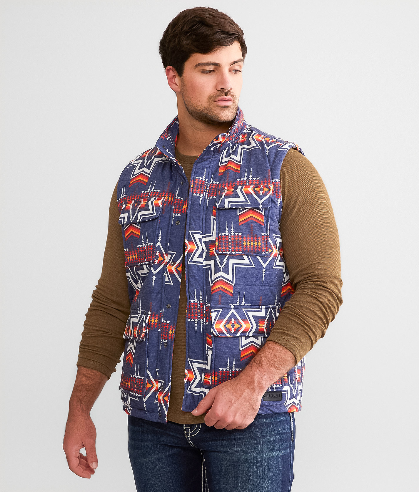 Rock & Roll Denim Melange Puffer Vest - Men's Coats & Jackets in Indigo