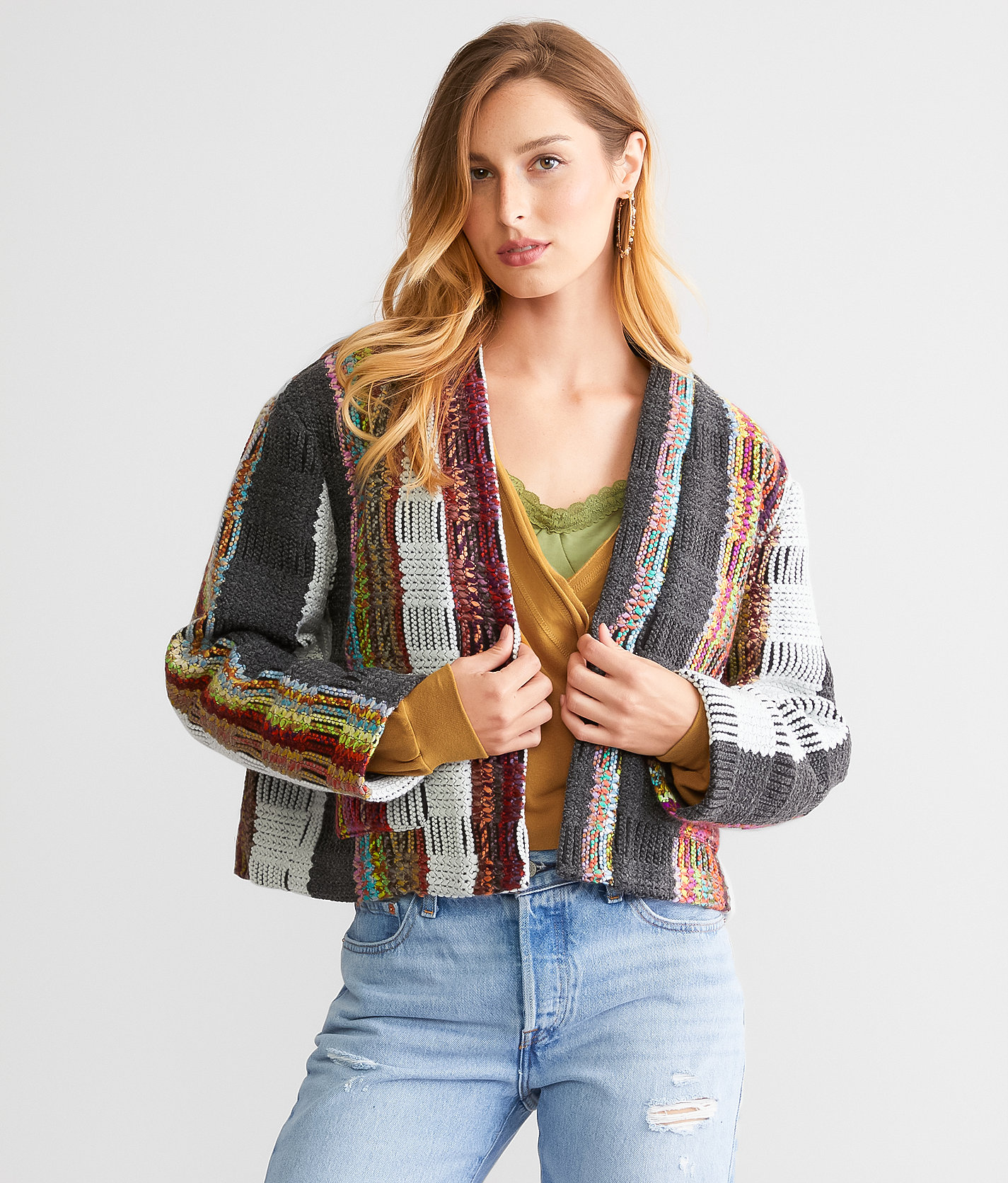 A. Peach Tweed Jacket - Women's Coats & Jackets in Black Multi