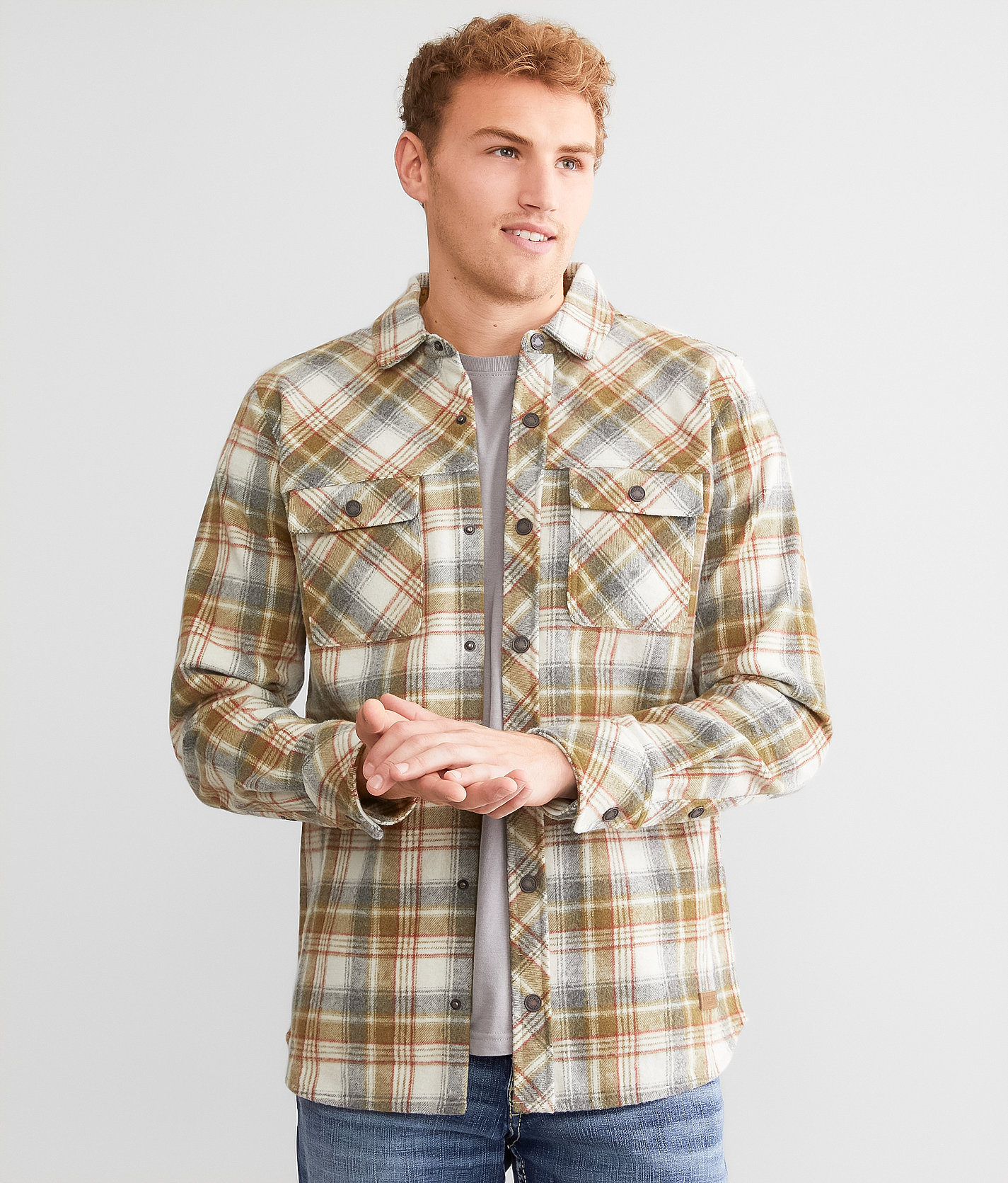 Outpost Makers Flannel Shirt - Men's Shirts in Cream Tobacco Grey