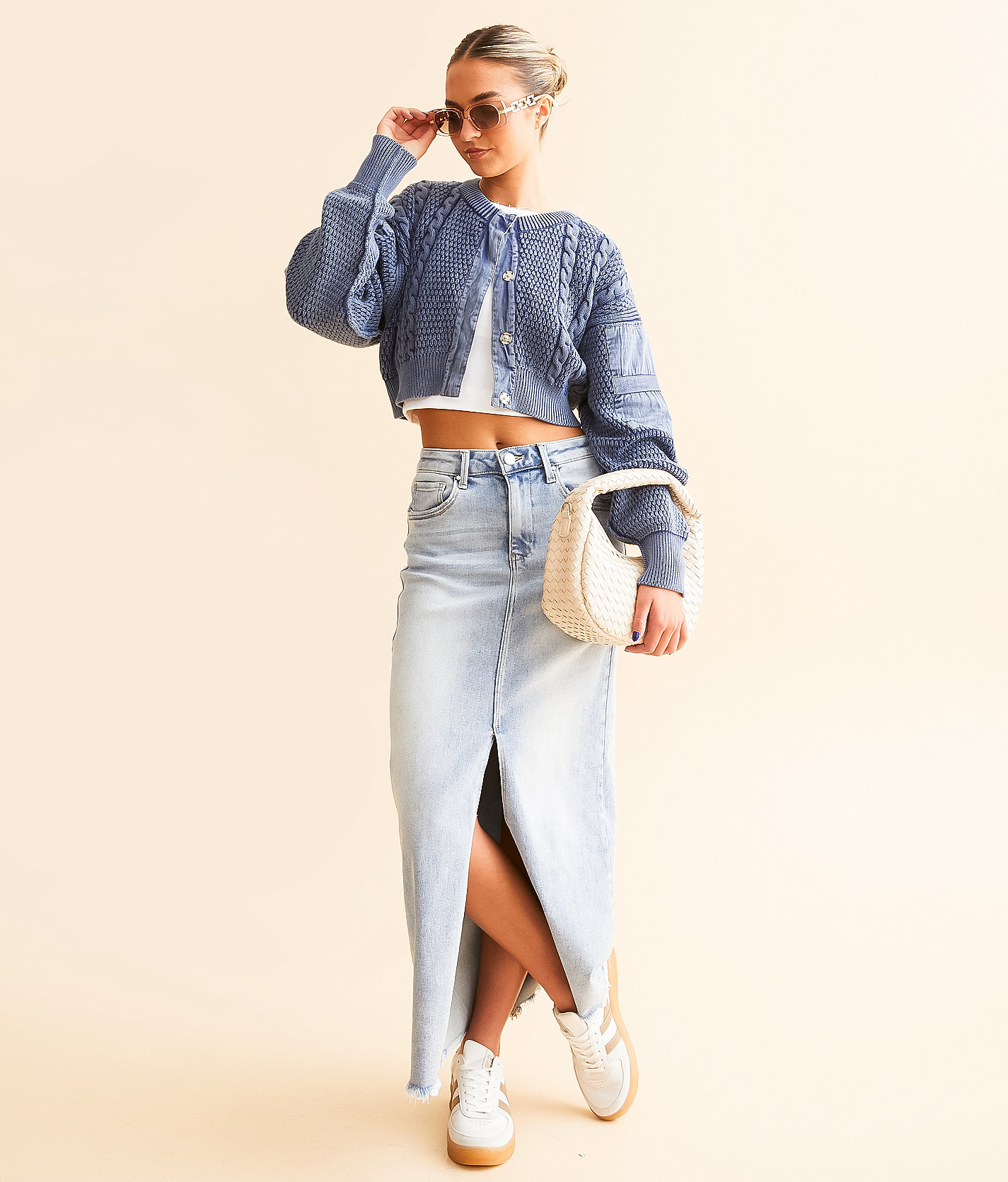 Risen Denim Maxi Stretch Skirt - Women's Skirts in Light