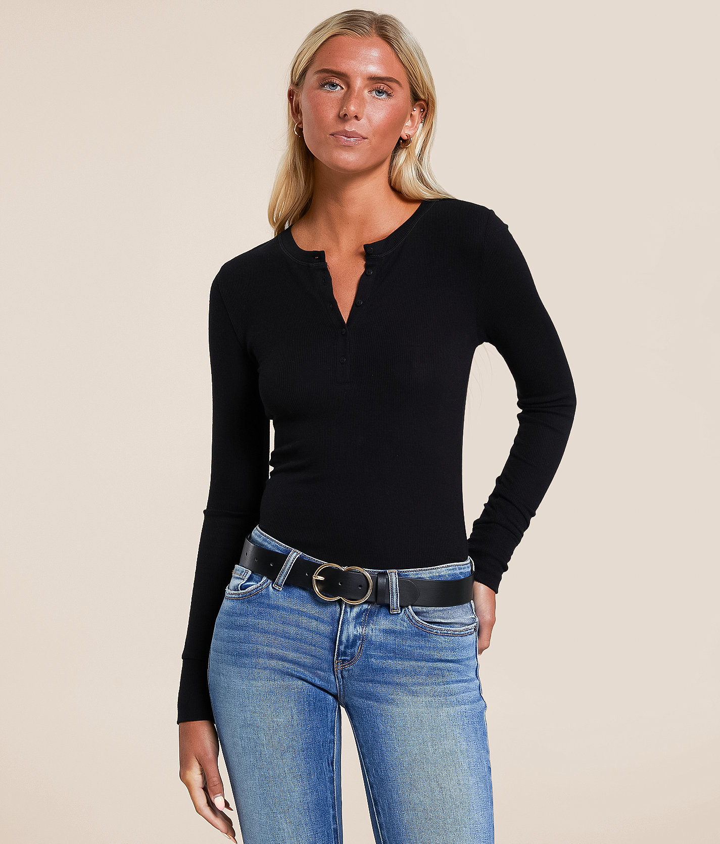 White Crow Jasmine Henley - Women's Shirts & Blouses in Black
