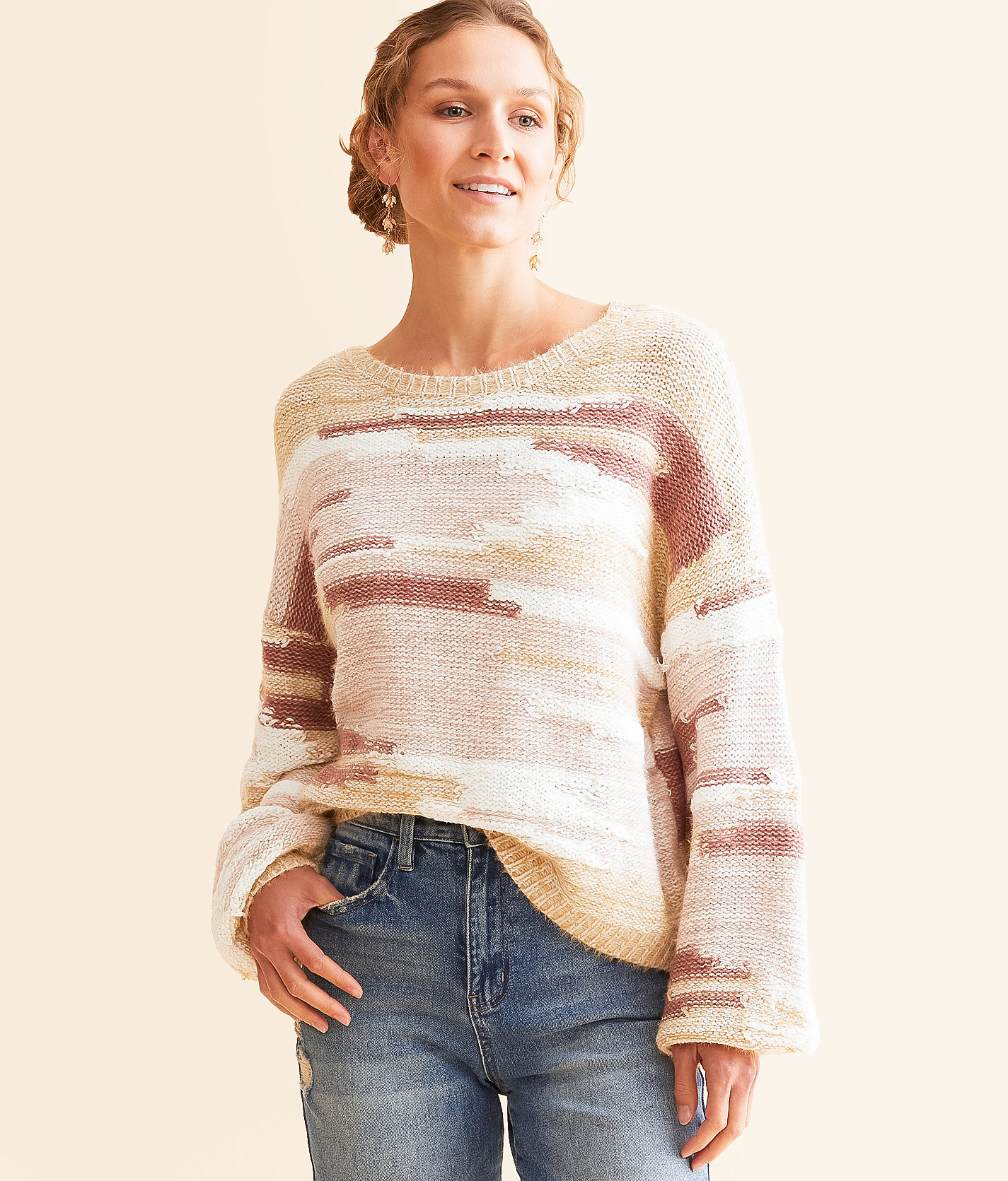Chembery Eyelash Knit Sweater - Women's Sweaters in Cream Multi