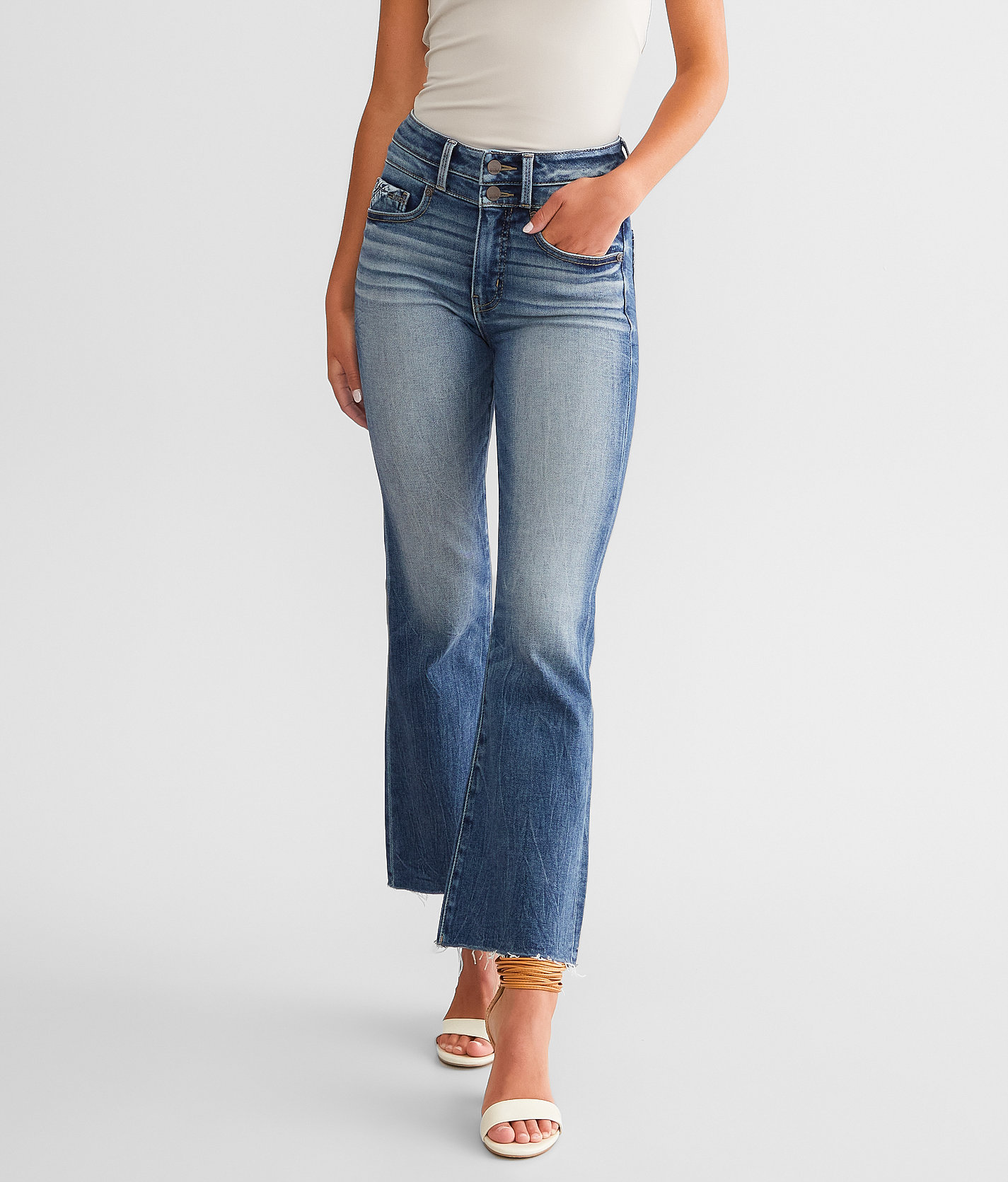 Buckle Black Fit No. 35 Cropped Flare Stretch Jean - Women's Jeans in Blanc 6