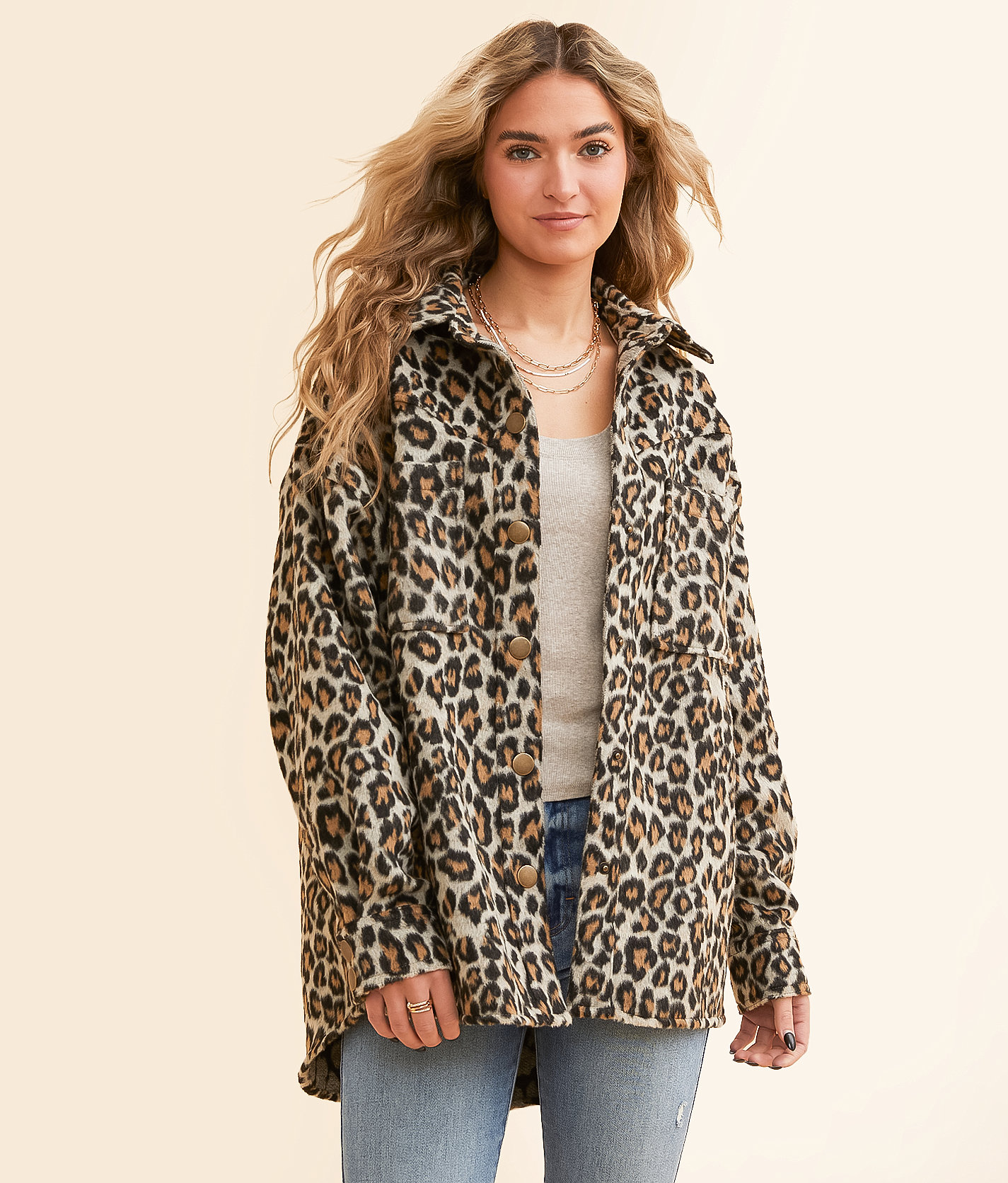Open SZN Faux Fur Cheetah Shacket - Women's Coats & Jackets in Black Brown Cheetah