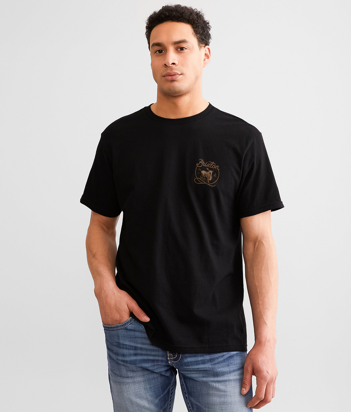 Brixton Omaha T-Shirt - Men's T-Shirts in Black Sand