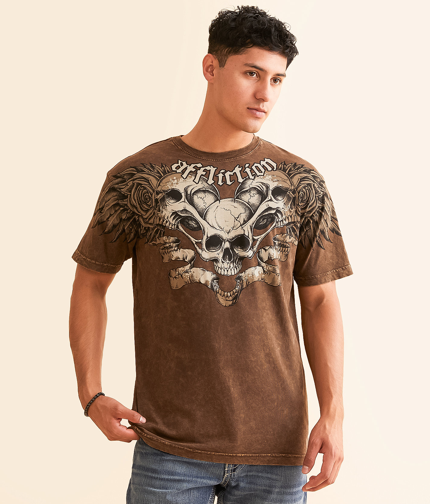 Affliction Dark Omen T-Shirt - Men's T-Shirts in Dark Tobacco Lava Wash