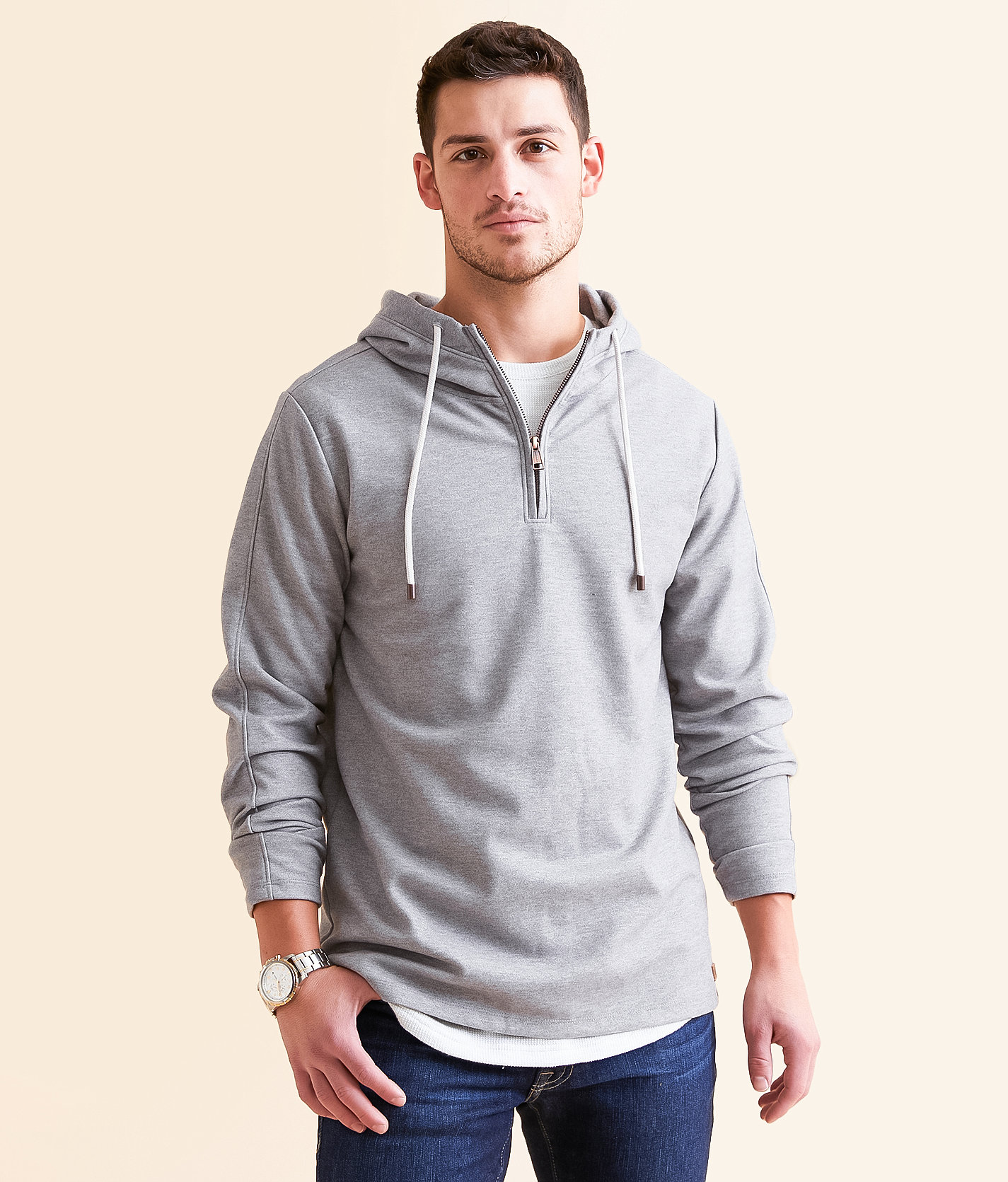 Outpost Makers Quarter Zip Hoodie - Men's Sweatshirts in Gunmetal