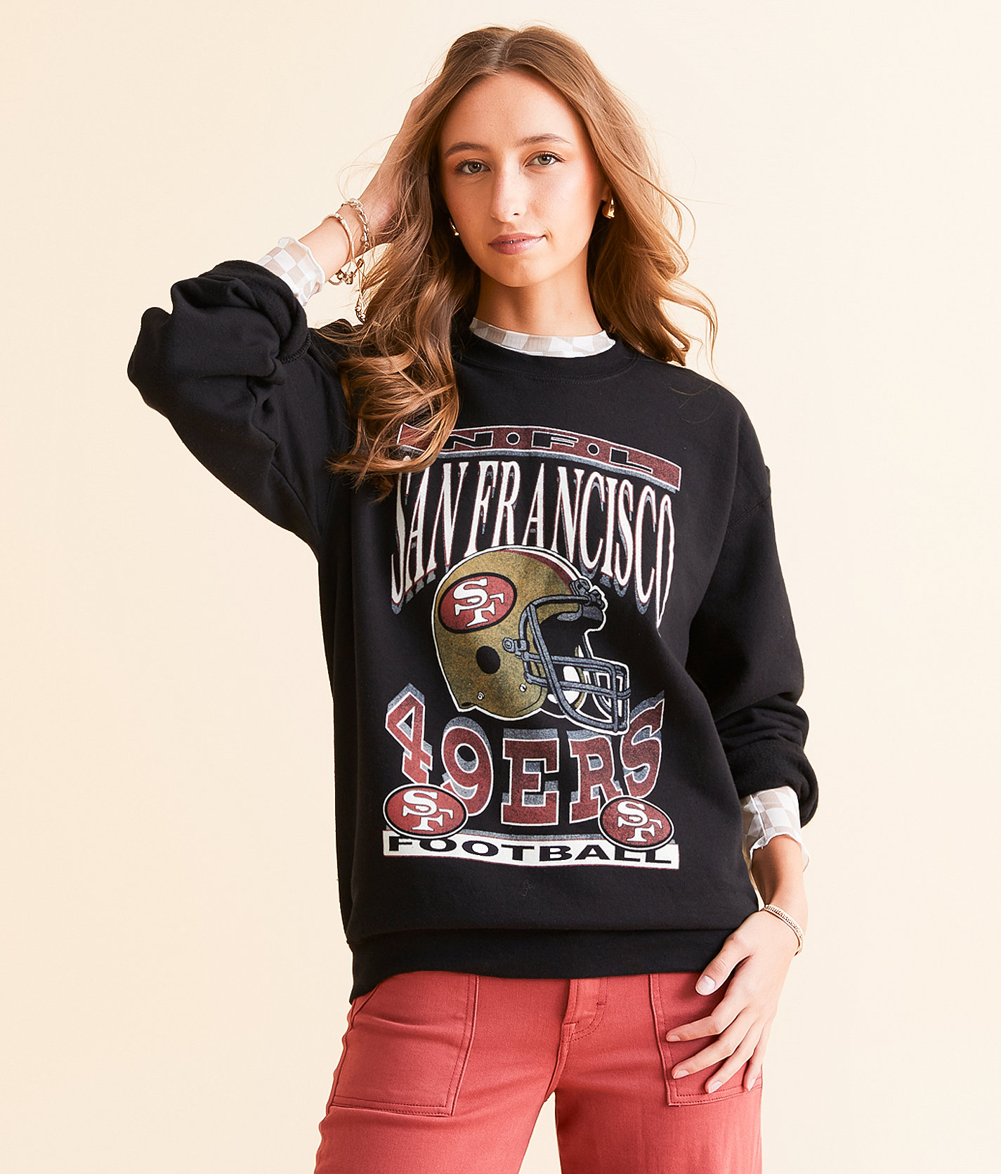 Junkfood San Francisco 49ers Helmet Pullover - Women's Sweatshirts in 49ers