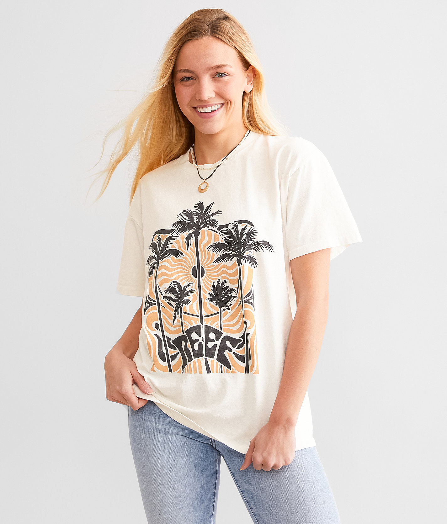 Reef Real Trip Oversized T-Shirt - Women's T-Shirts in Marshmallow