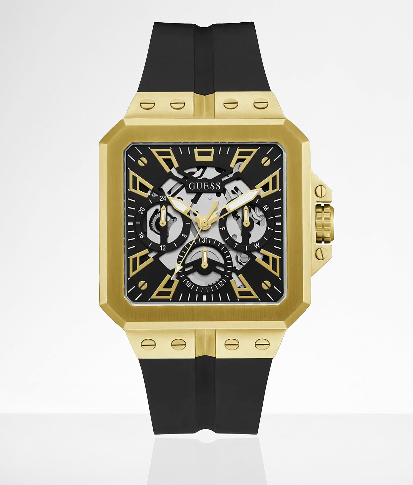 Guess Leo Tone Watch - Men's Watches in Black Gold