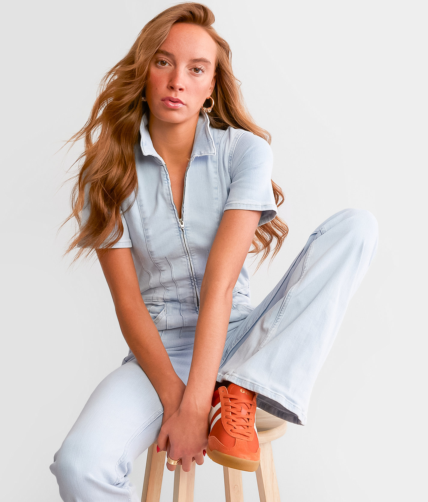 Free People Jayde Denim Flared Jumpsuit - Women's Rompers & Jumpsuits in Whimsy