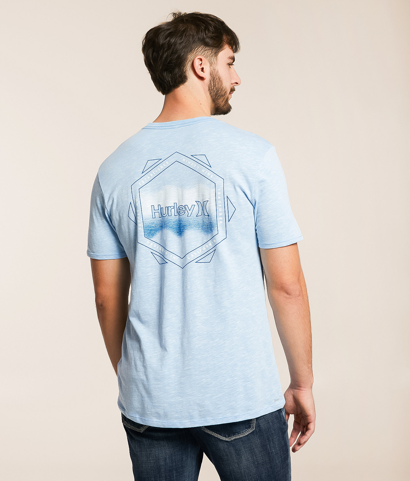 Hurley Mirror T-Shirt - Men's T-Shirts in White Blue Heroic