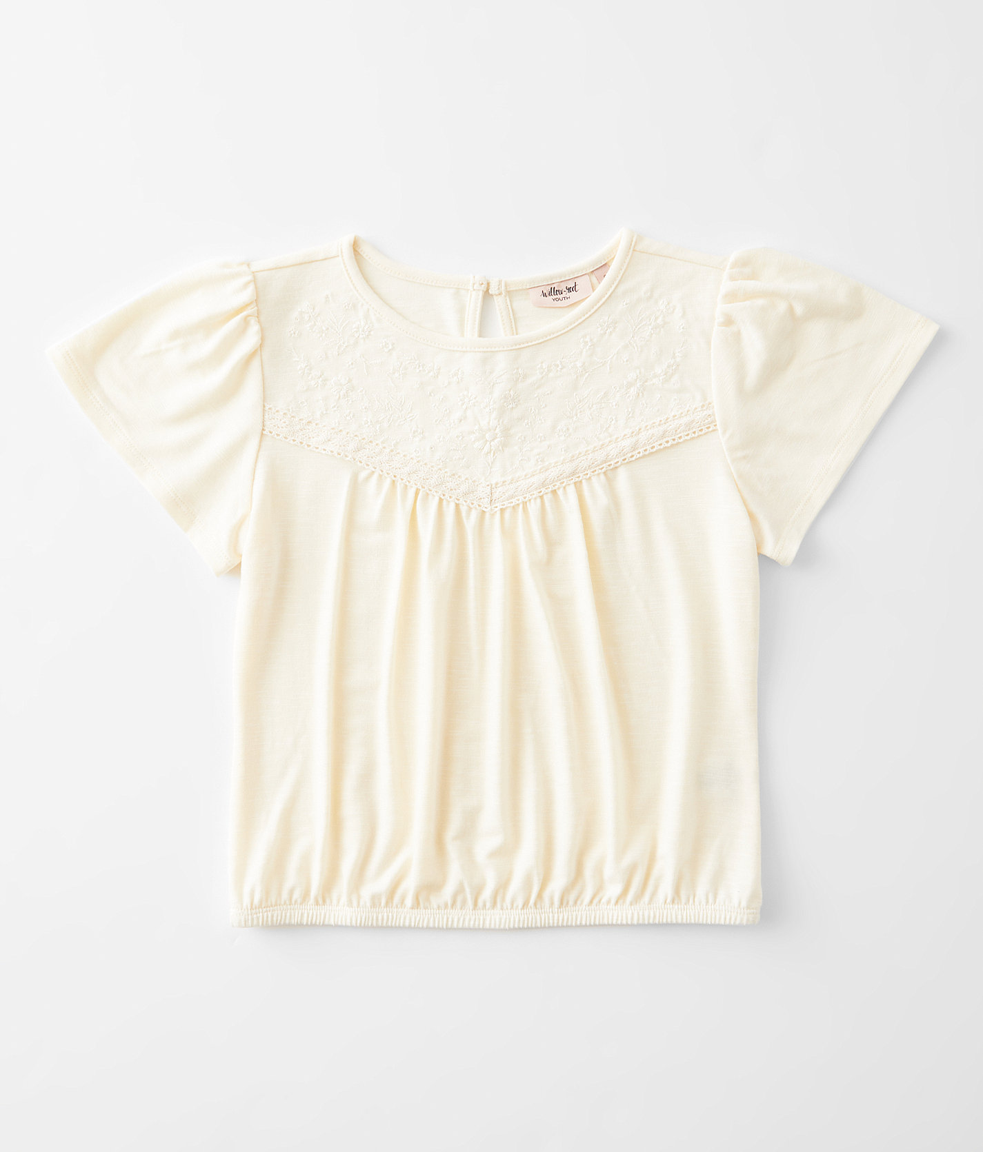 Girls - Willow & Root Embroidered Floral Top - Girl's Shirts & Blouses in Vanilla Ice