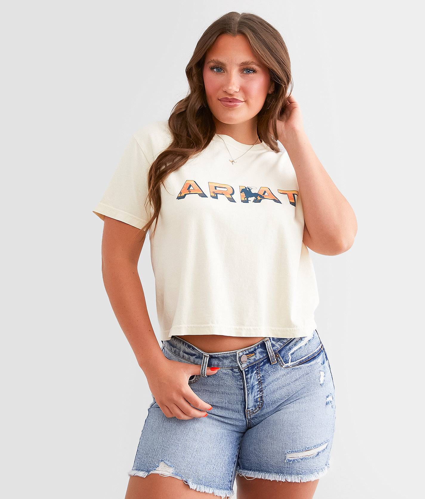 Ariat Landscape Cropped T-Shirt - Women's T-Shirts in Natural