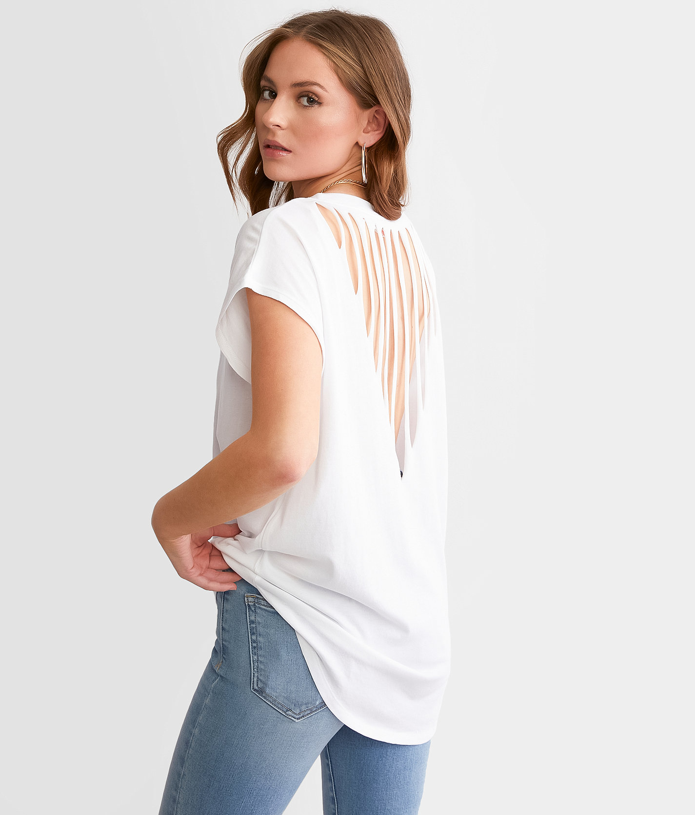 Mono B Back Cut-Out Top - Women's Shirts & Blouses in White