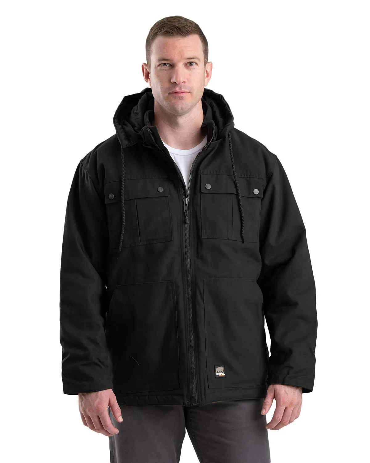 Berne CH428 Men's Highland Washed Duck Full-Zip Hooded Chore Coat