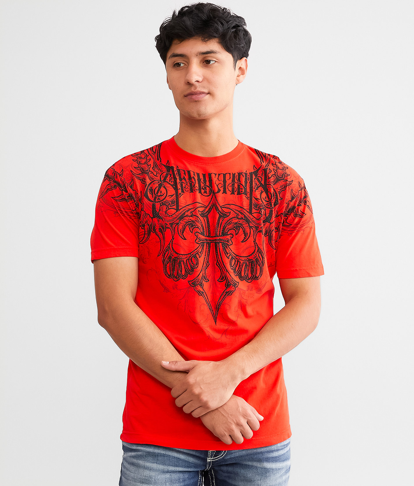 Affliction Vertibrate T-Shirt - Men's T-Shirts in Bright Red