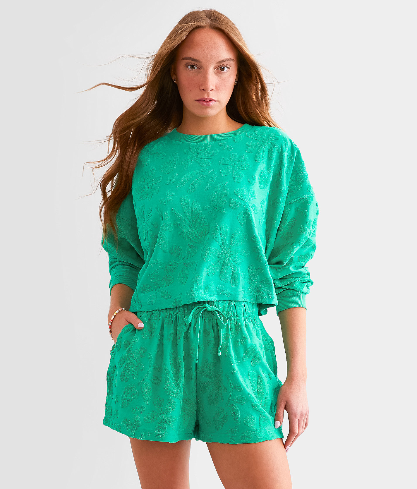 Billabong Loosen Up Cropped Pullover - Women's Sweatshirts in Tropical Green