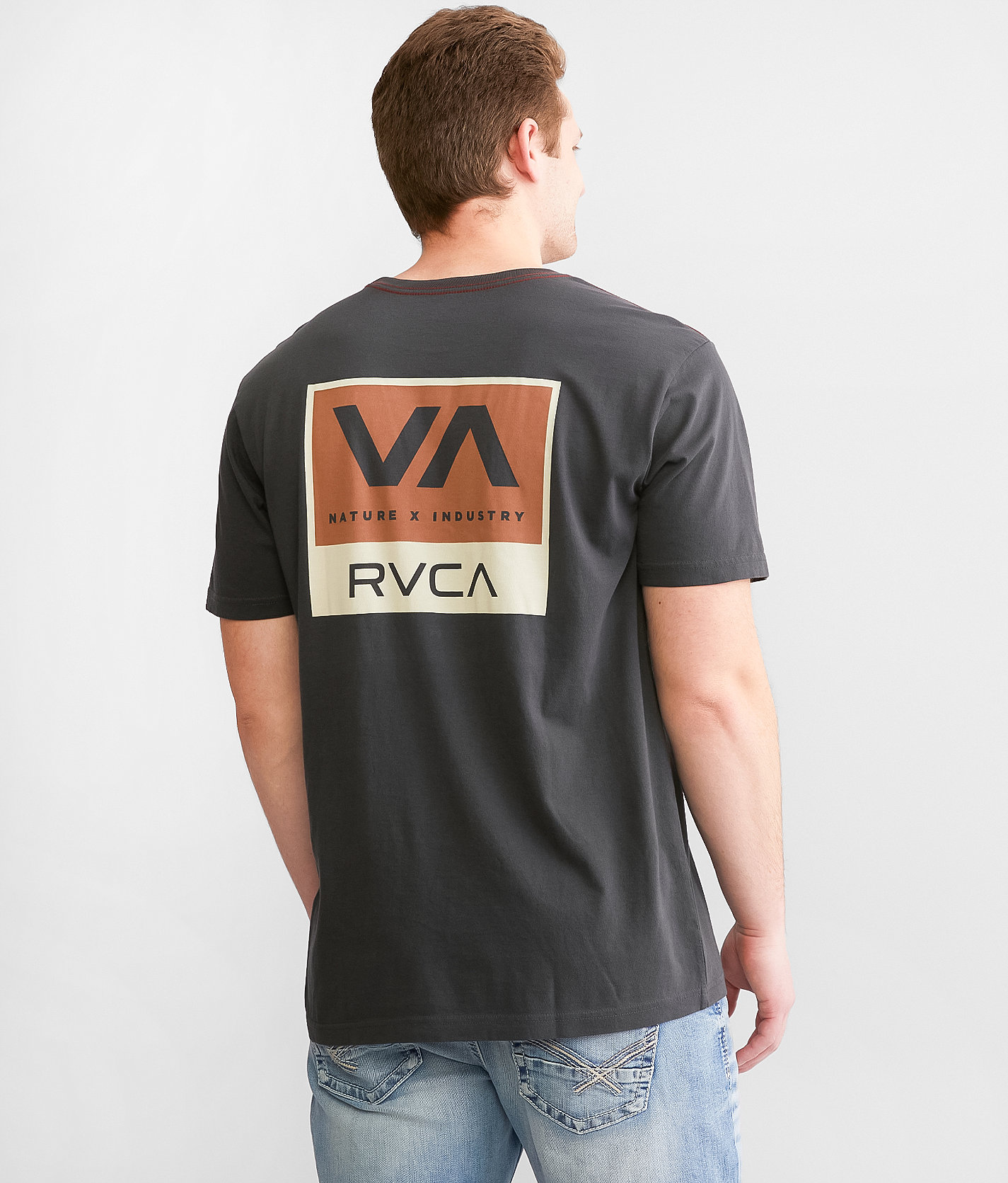 RVCA Balance Split T-Shirt - Men's T-Shirts in Pirate Black Standard