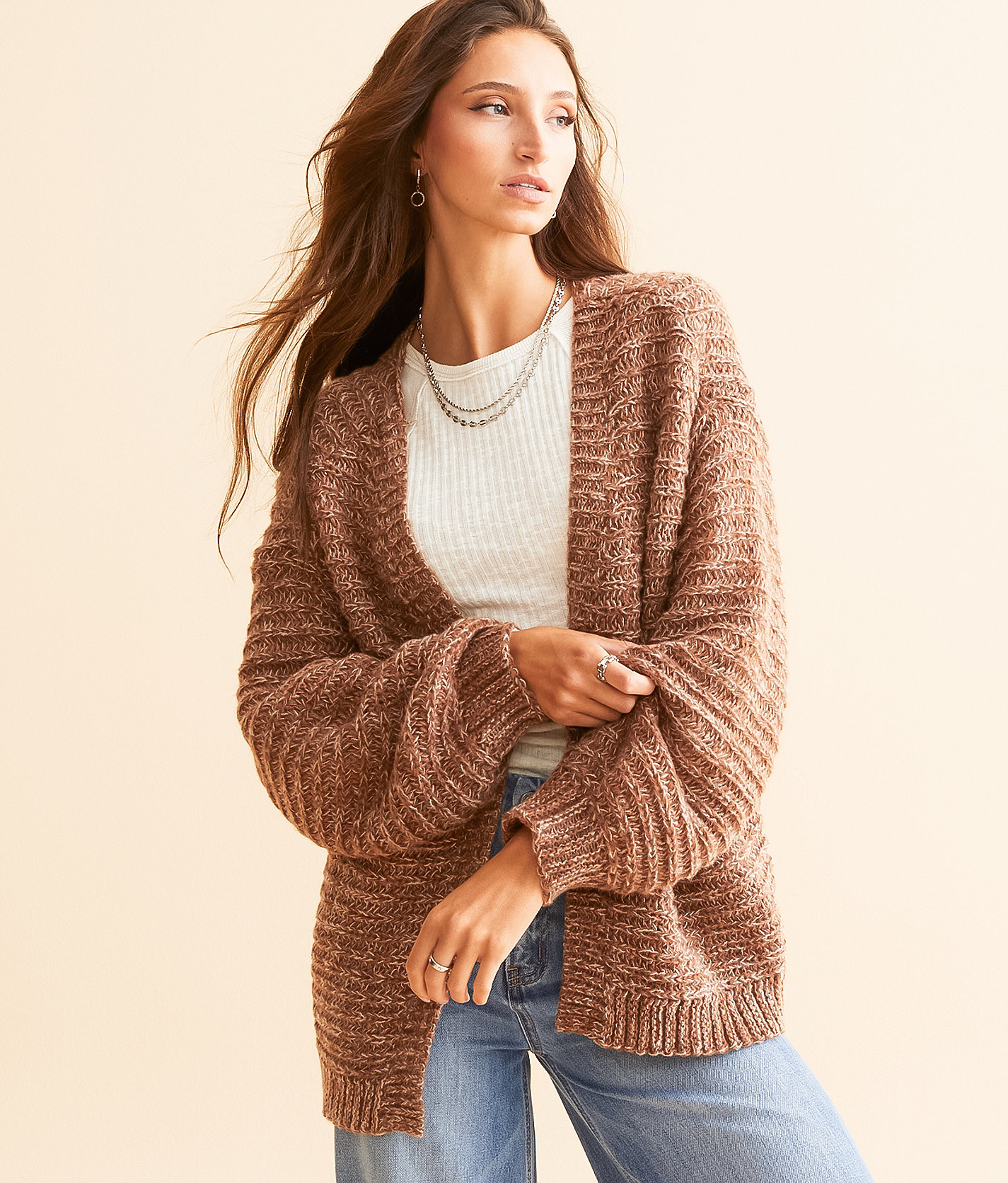 Daytrip Marled Cardigan Sweater - Women's Sweaters in Brown