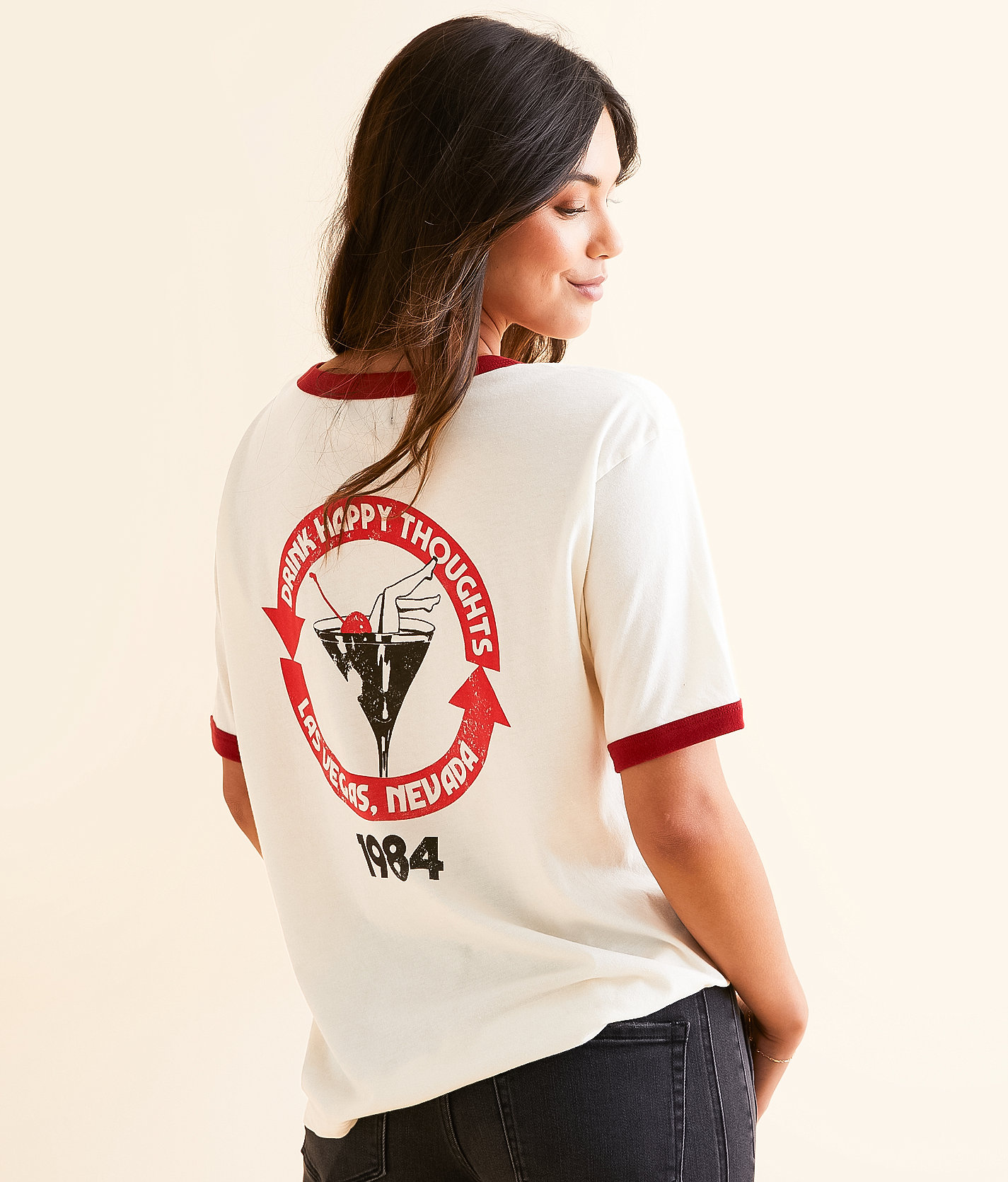 Girl Dangerous Drink Happy Thoughts Las Vegas T-Shirt - Women's T-Shirts in Bone Red