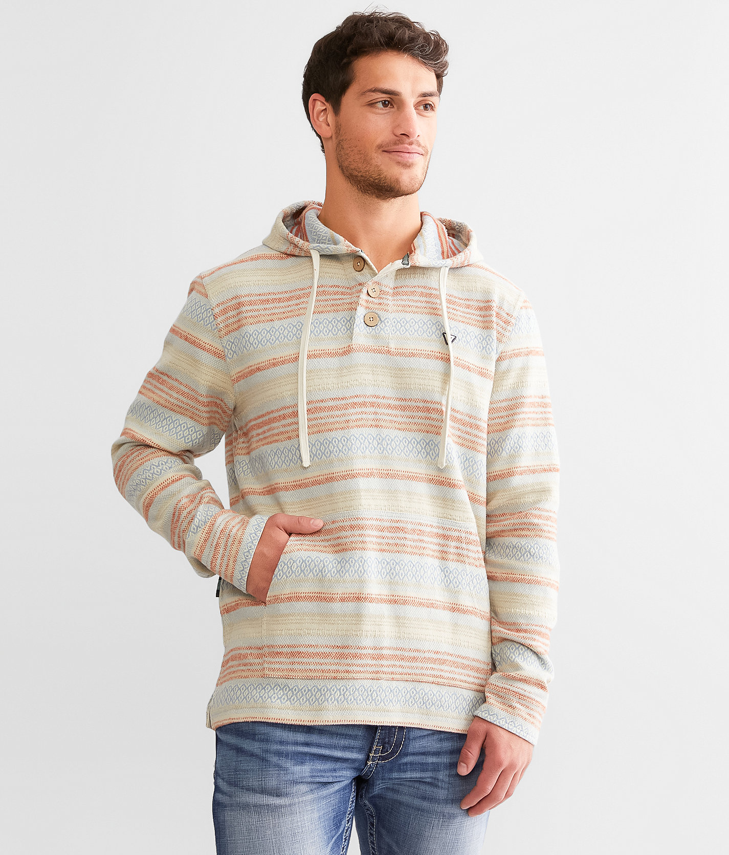 Vissla Descanso Henley Hoodie - Men's Sweatshirts in Light Slate