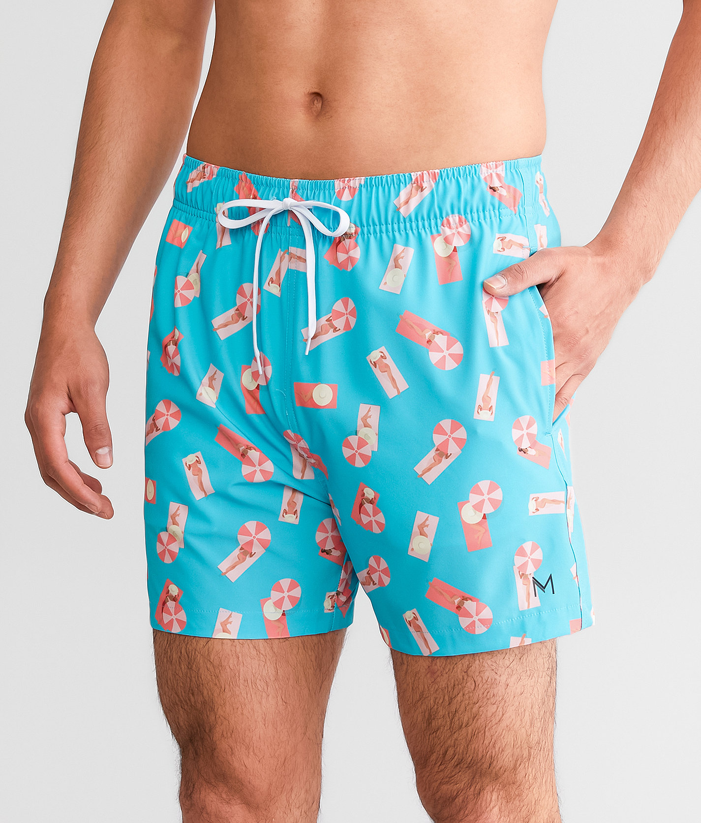 Maven Co-op Catching Rays Stretch Swim Trunks - Men's Swimwear in Teal Pink