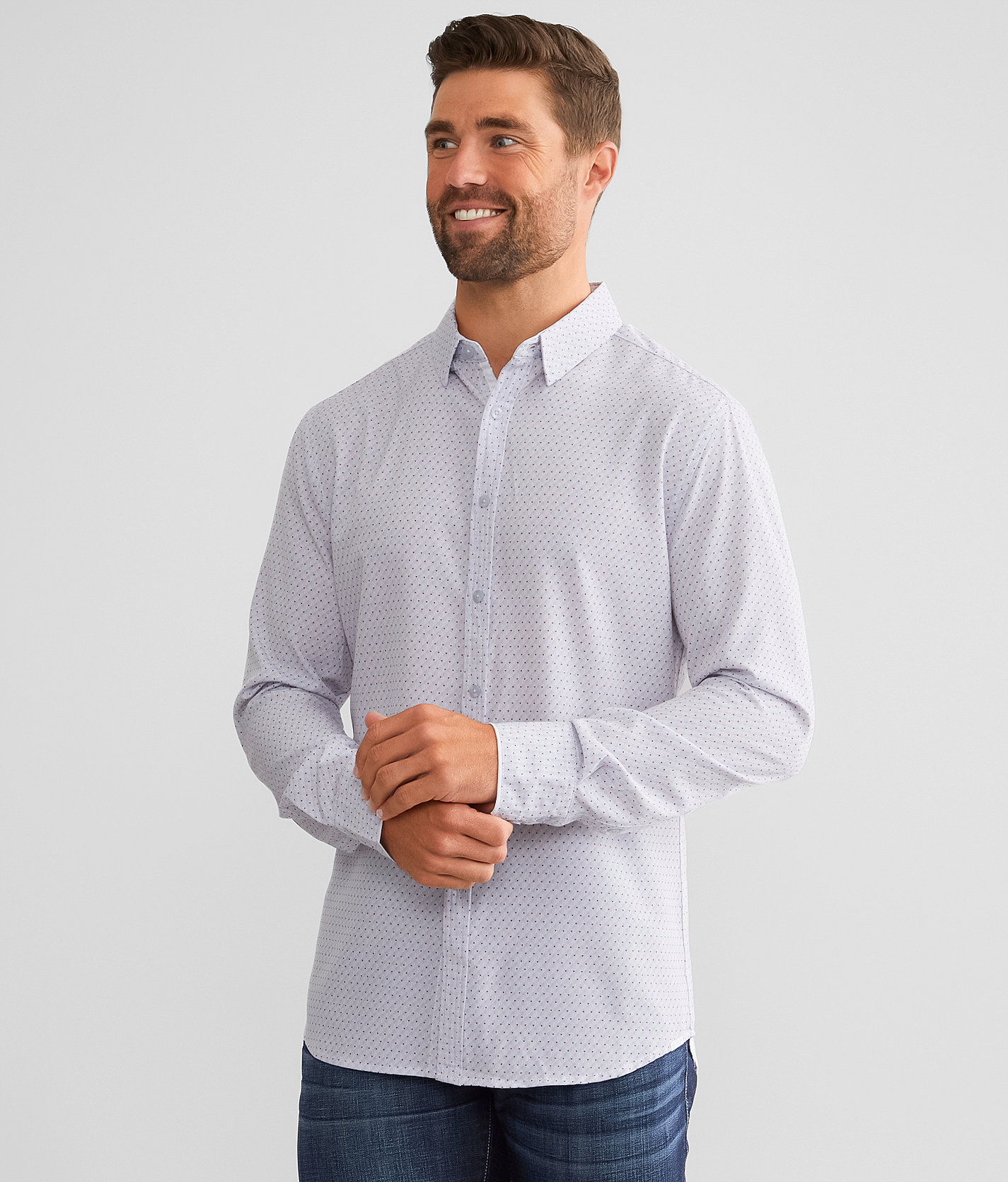 J.B. Holt Tailored Performance Stretch Shirt - Men's Shirts in White Red